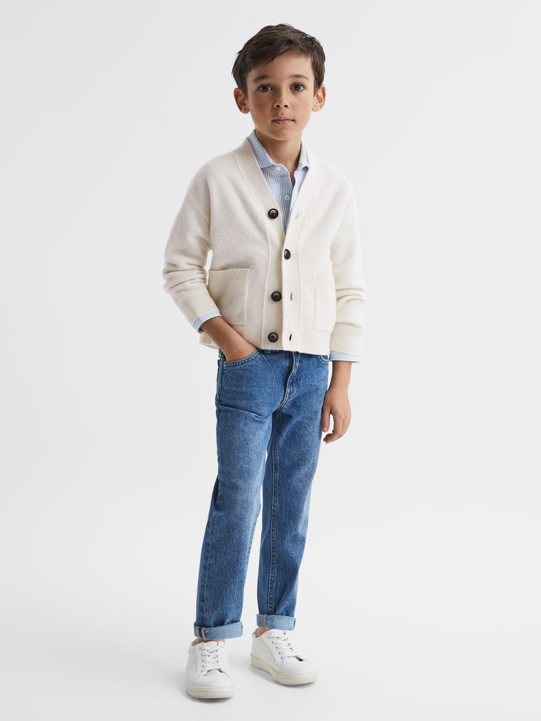 Senior Wool Blend Cardigan in Ecru - Image 1 of 7