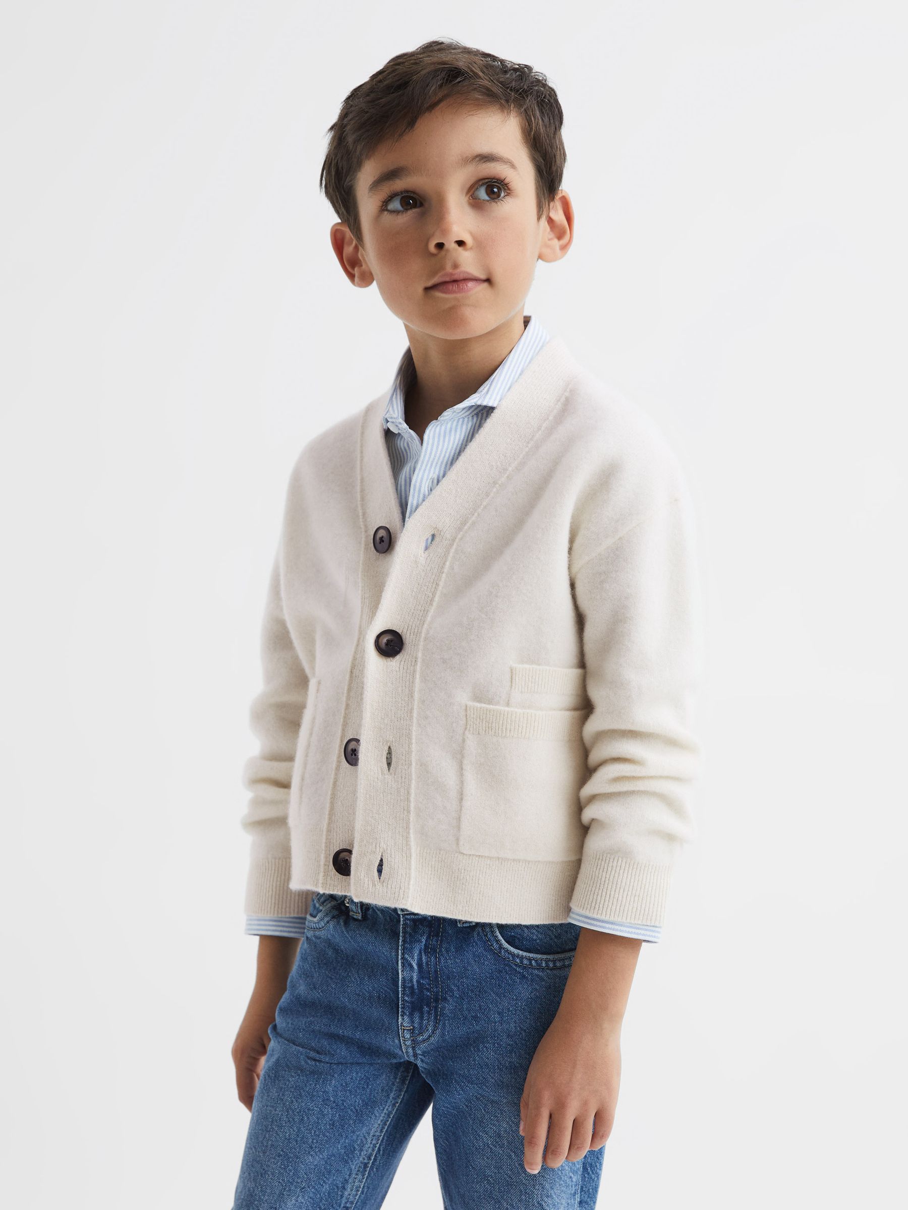 Senior Wool Blend Cardigan in Ecru - Image 3 of 7