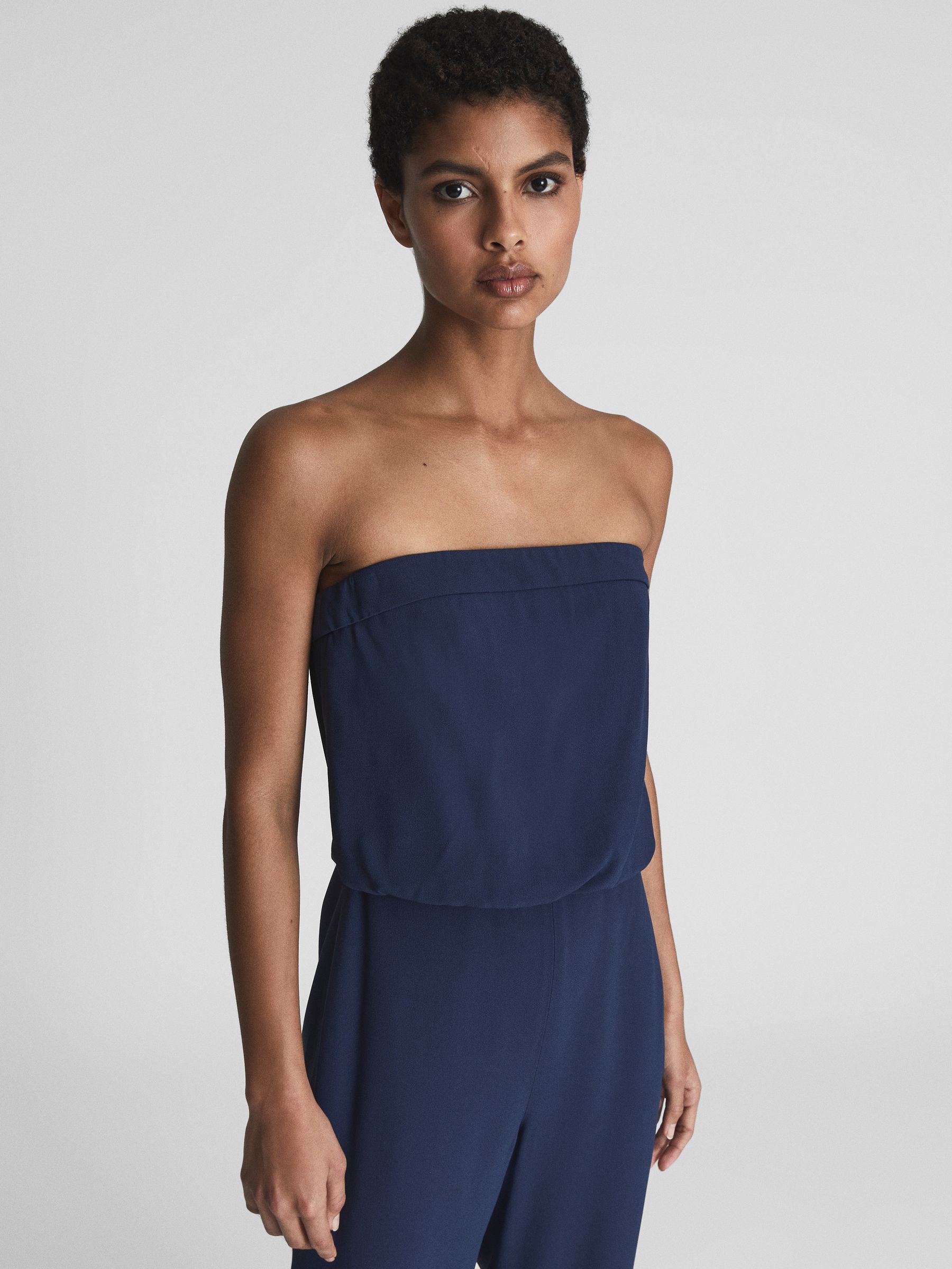 Bandeau Wide Leg Jumpsuit in Navy - Image 3 of 5