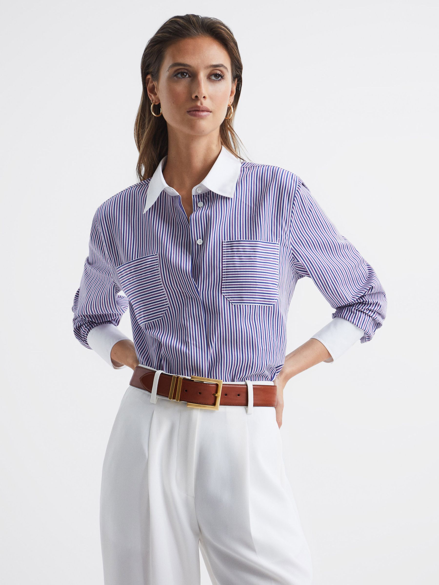 Leather Square Buckle Belt in Tan - Image 2 of 6