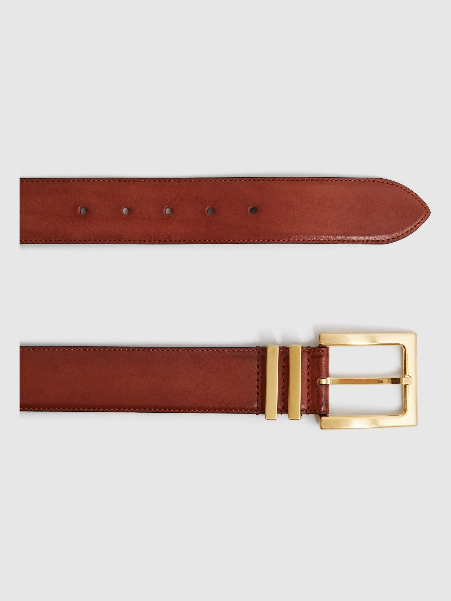 Leather Square Buckle Belt in Tan - Image 6 of 6
