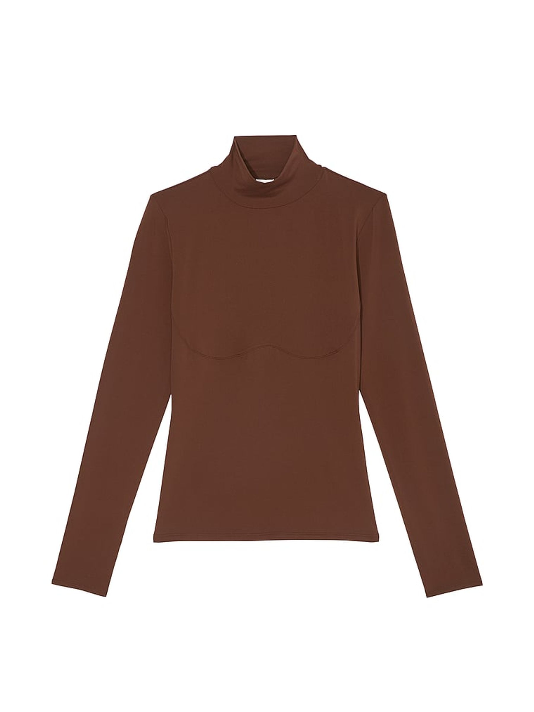 Ganache Brown Mock Neck Soft Stretch T-Shirt - Image 3 of 3