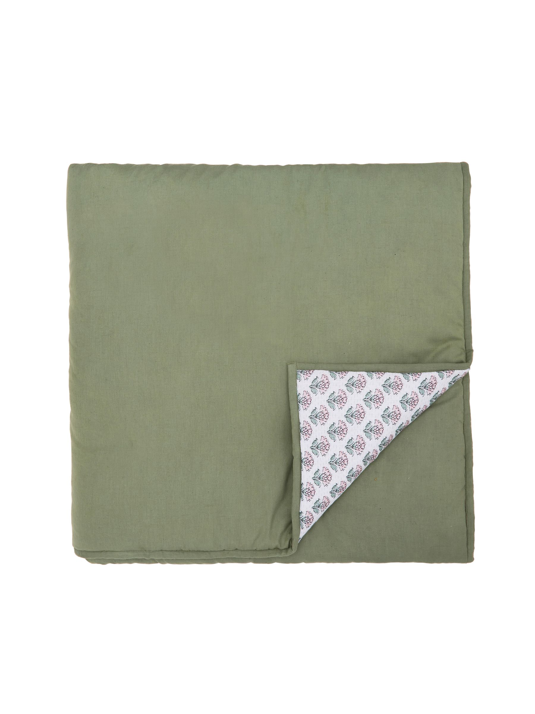 Khaki Green Indienne Blockprint Throw - Image 4 of 4