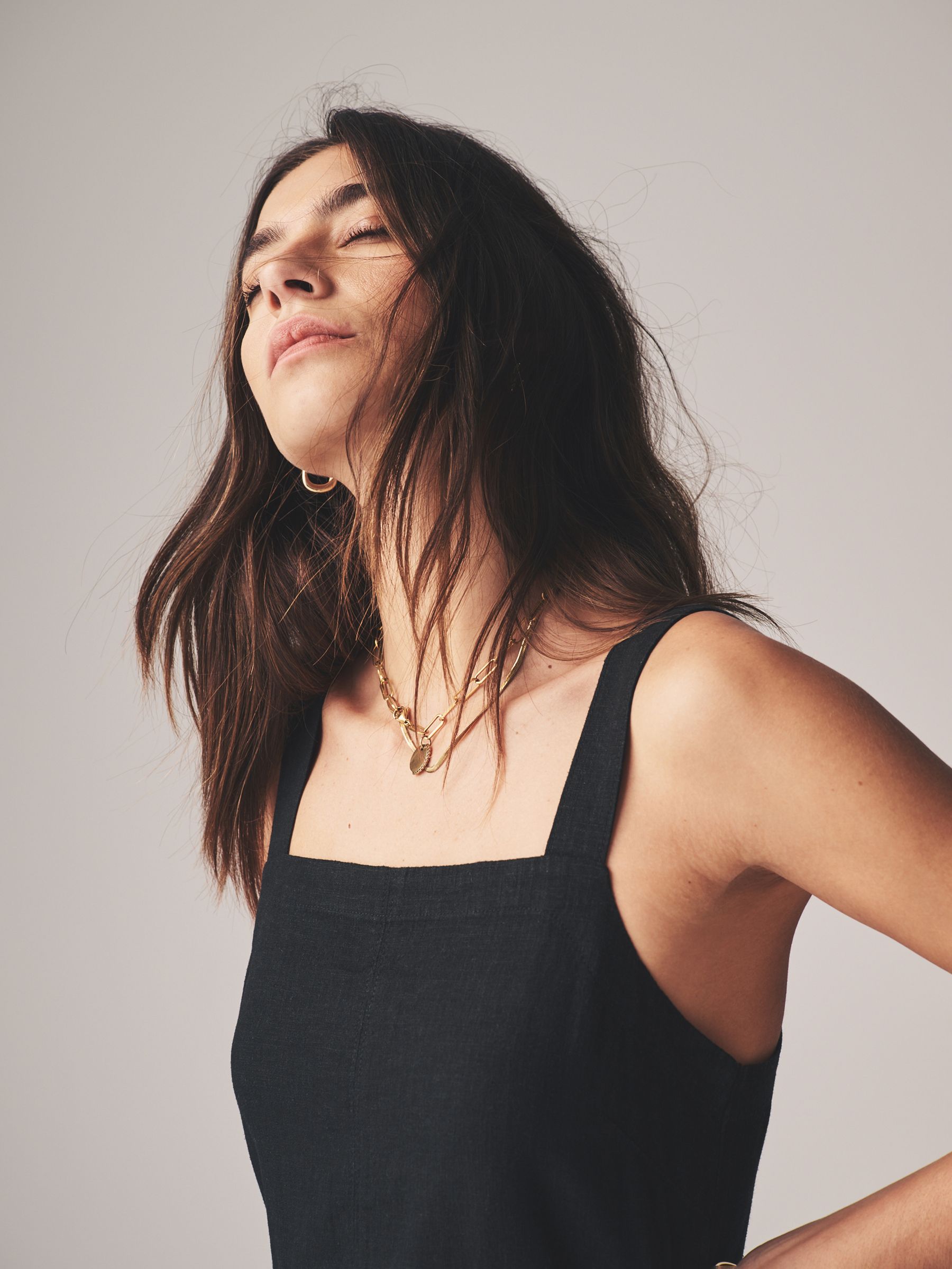 Black/Ecru Stripe 2 Pack Strappy A-Line Dress with Linen - Image 8 of 12