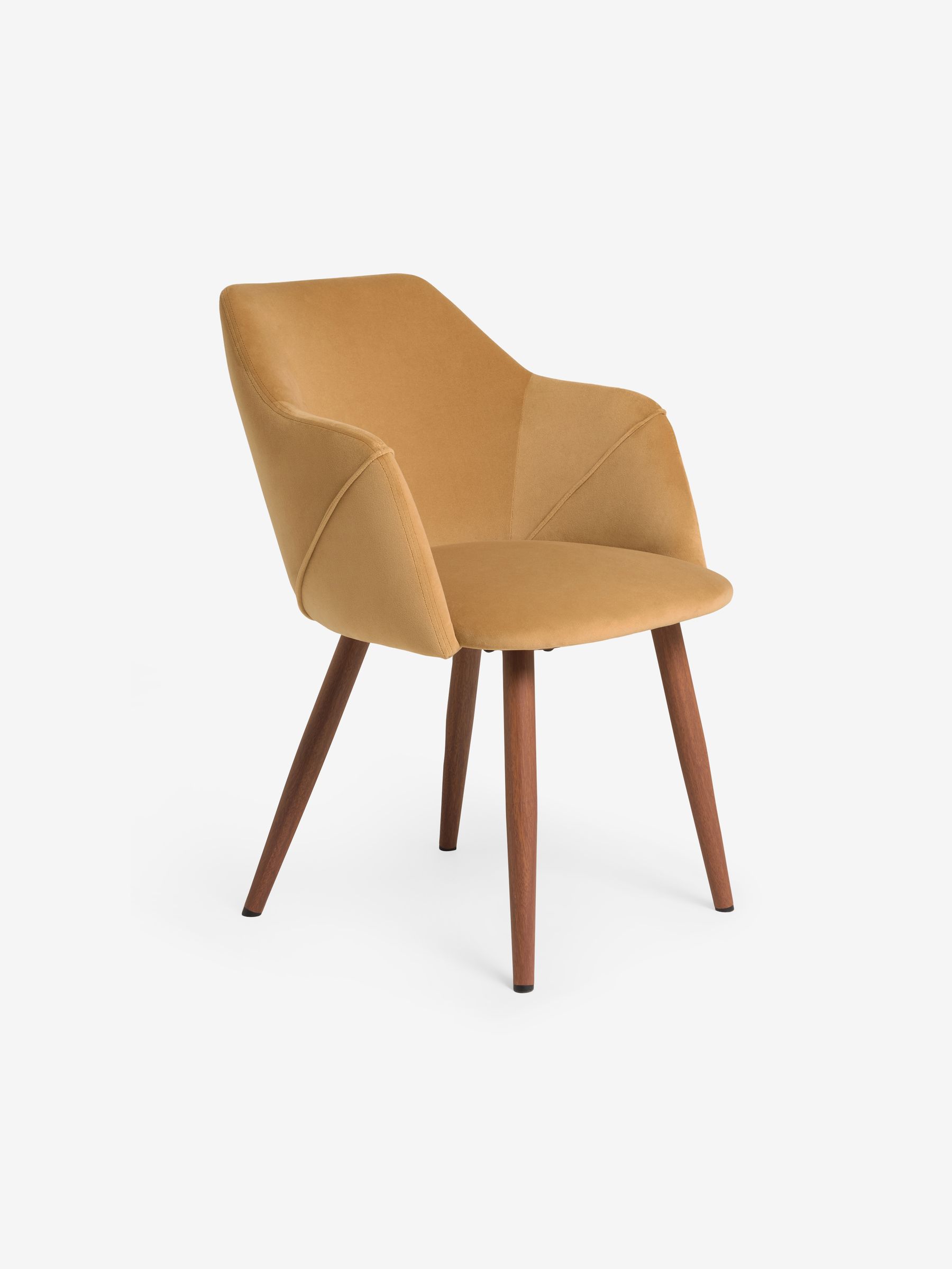 Set of 2 Soft Caramel Natural Velvet and Dark Legs Lule Arm Dining Chairs - Image 4 of 5