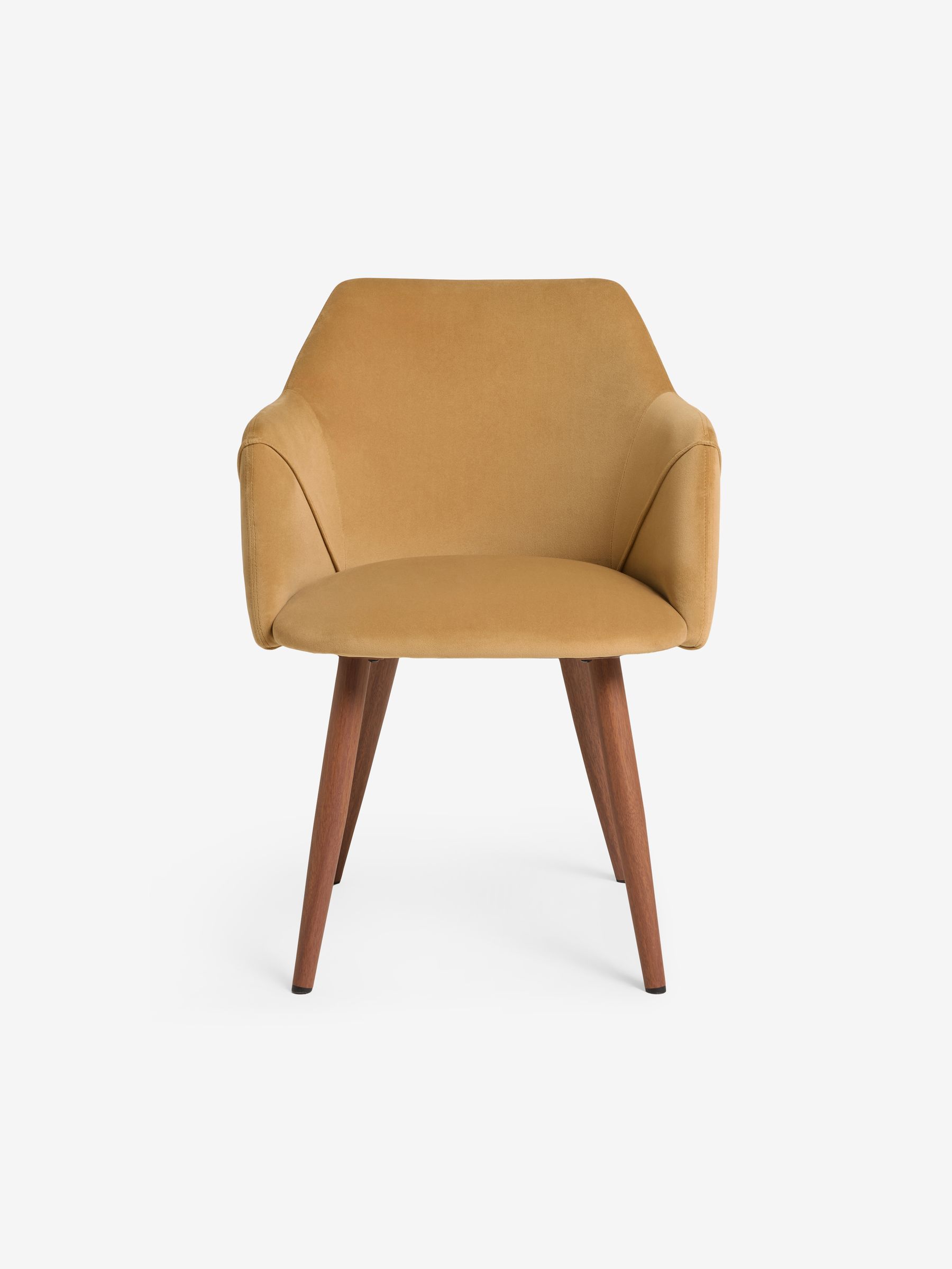 Set of 2 Soft Caramel Natural Velvet and Dark Legs Lule Arm Dining Chairs - Image 5 of 5