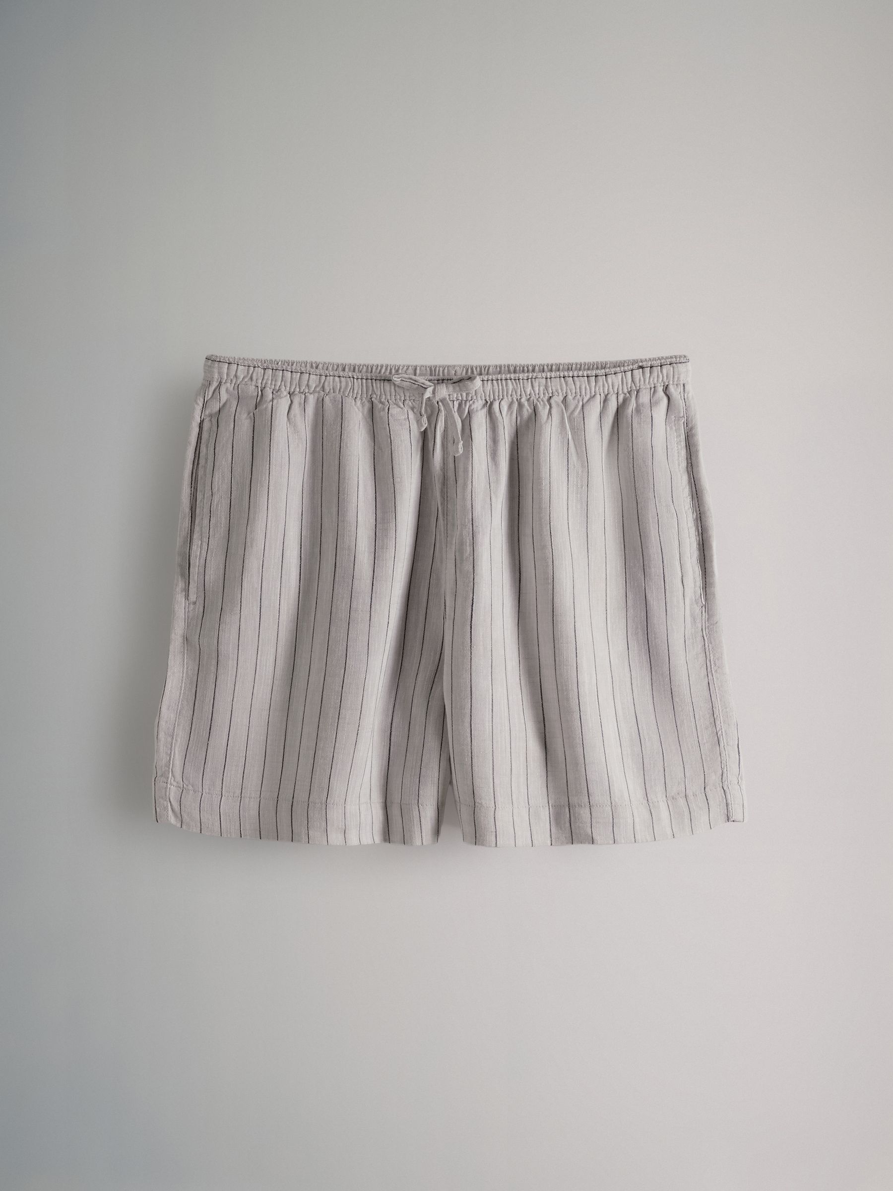 Black/Brown/Ecru Stripe 3 Pack Pull On Shorts with Linen - Image 6 of 10
