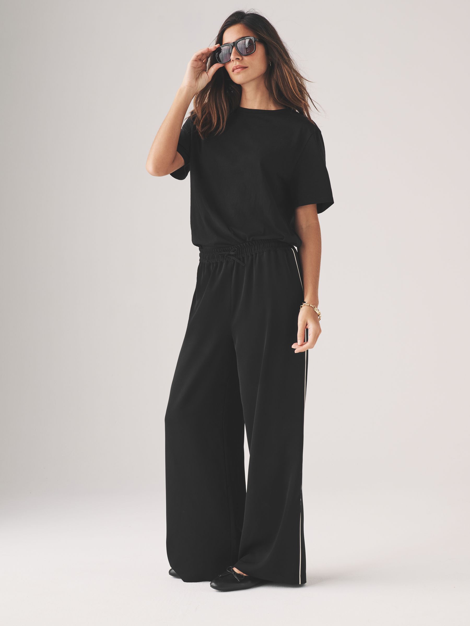 Khaki/Navy - 2 Pack Pull On Trousers with Side Stripe - Image 1 of 6