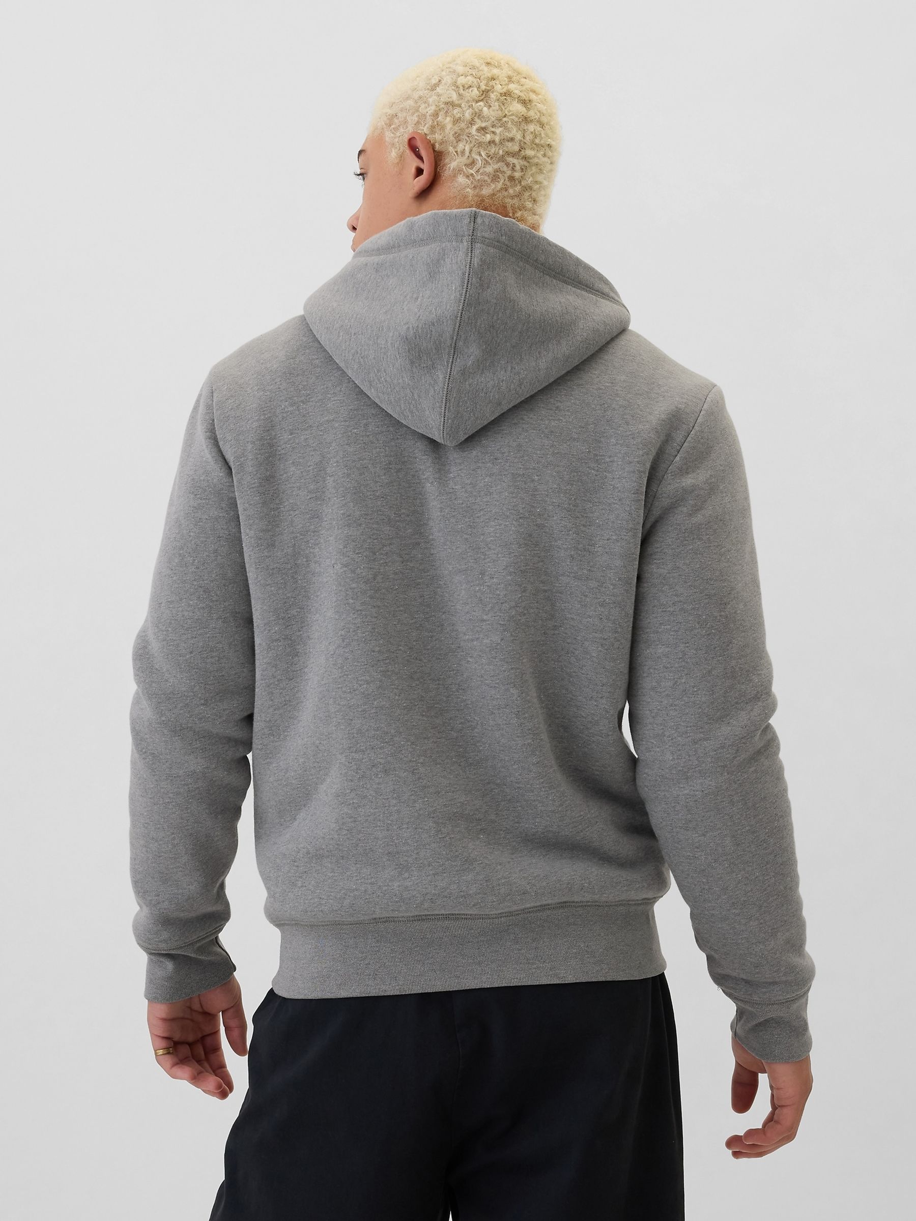 Light Grey Logo Sherpa-Lined Zip Up Hoodie d | Gap