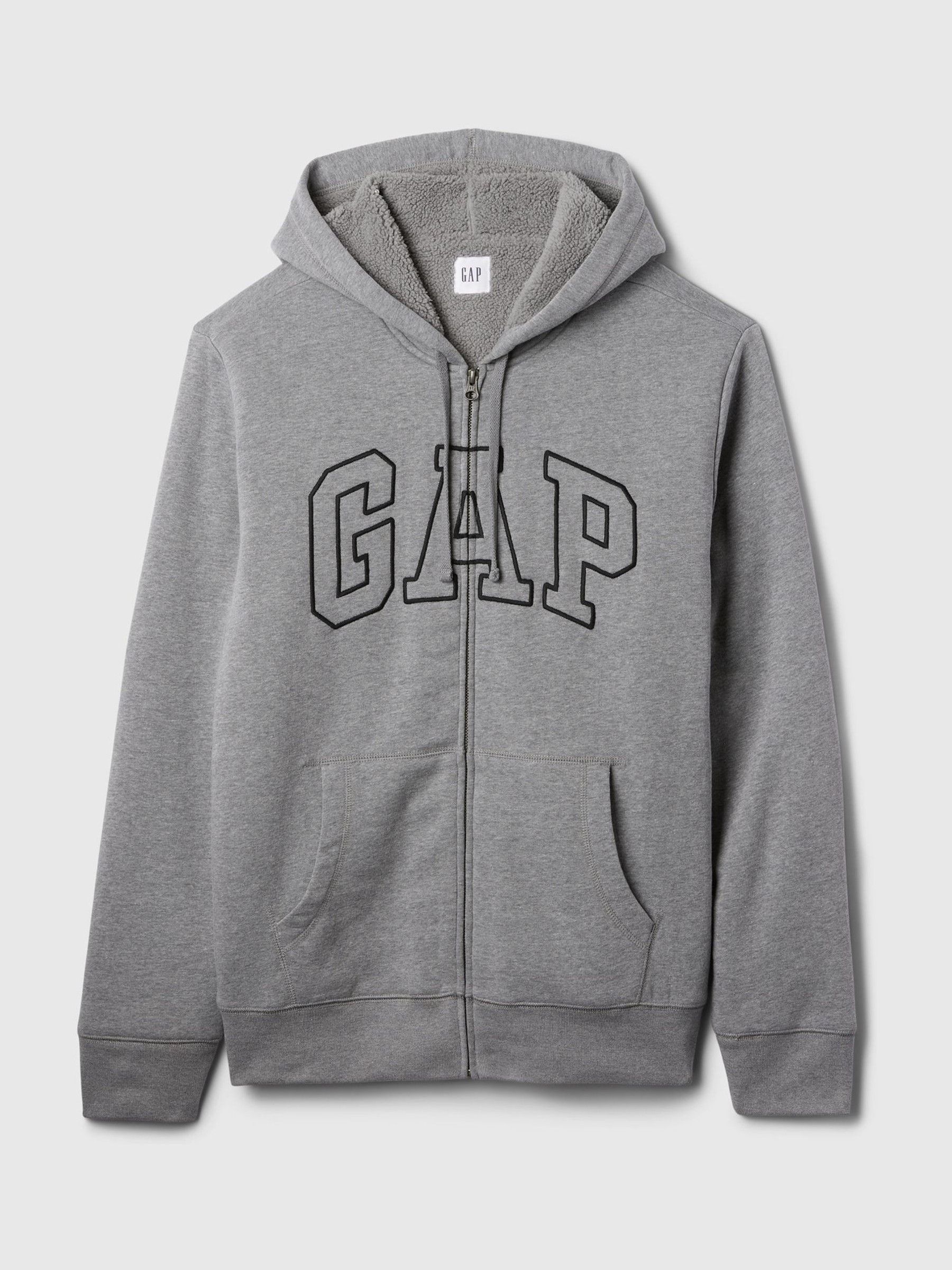 Light Grey Logo Sherpa-Lined Zip Up Hoodie d - Image 5 of 5