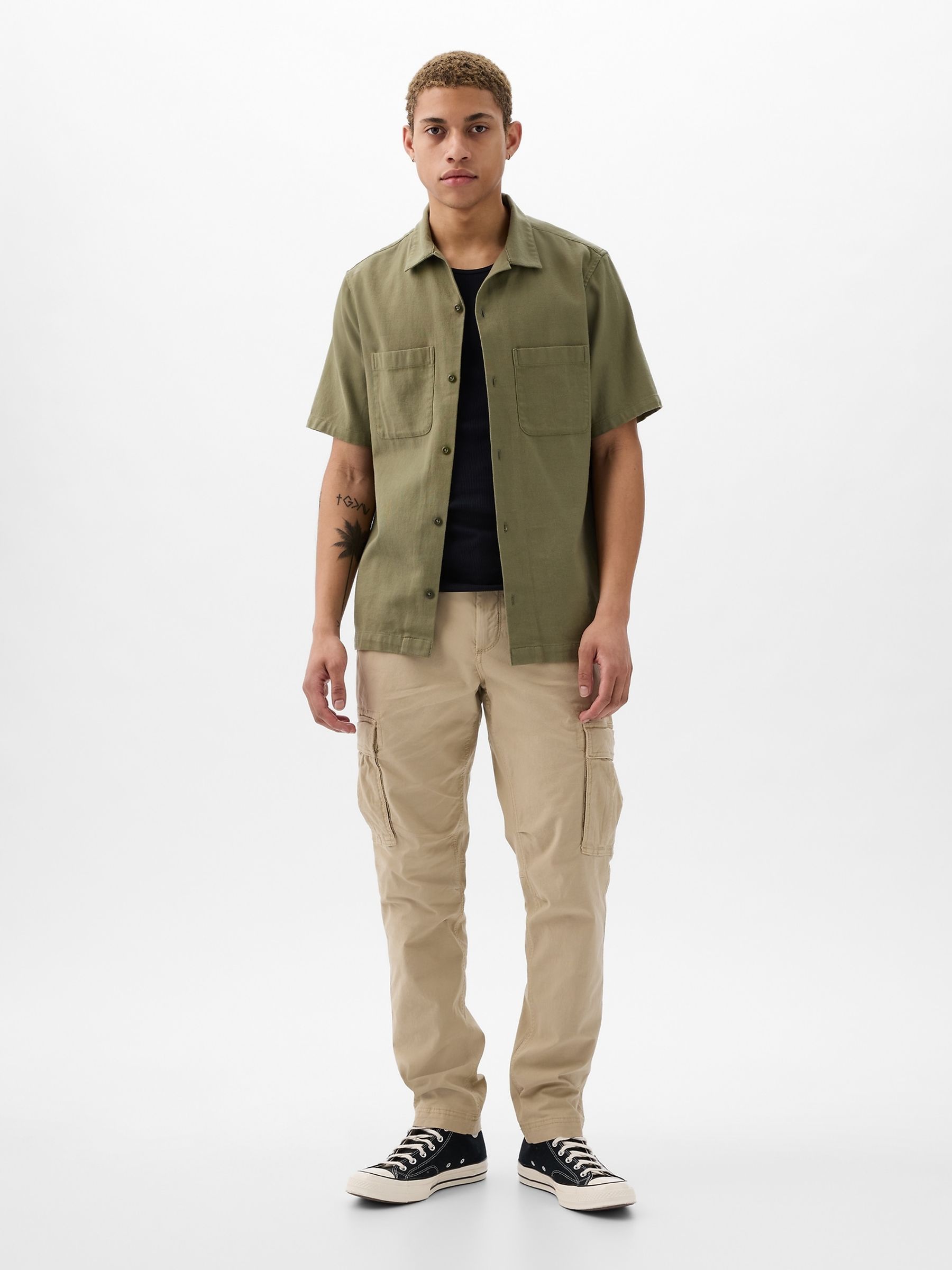 Beige Slim Fit Cargo Trousers - Image 1 of 5