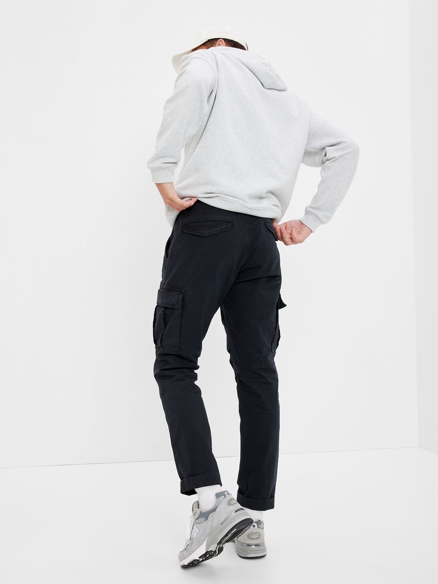 Black Slim Fit Cargo Trousers - Image 2 of 4