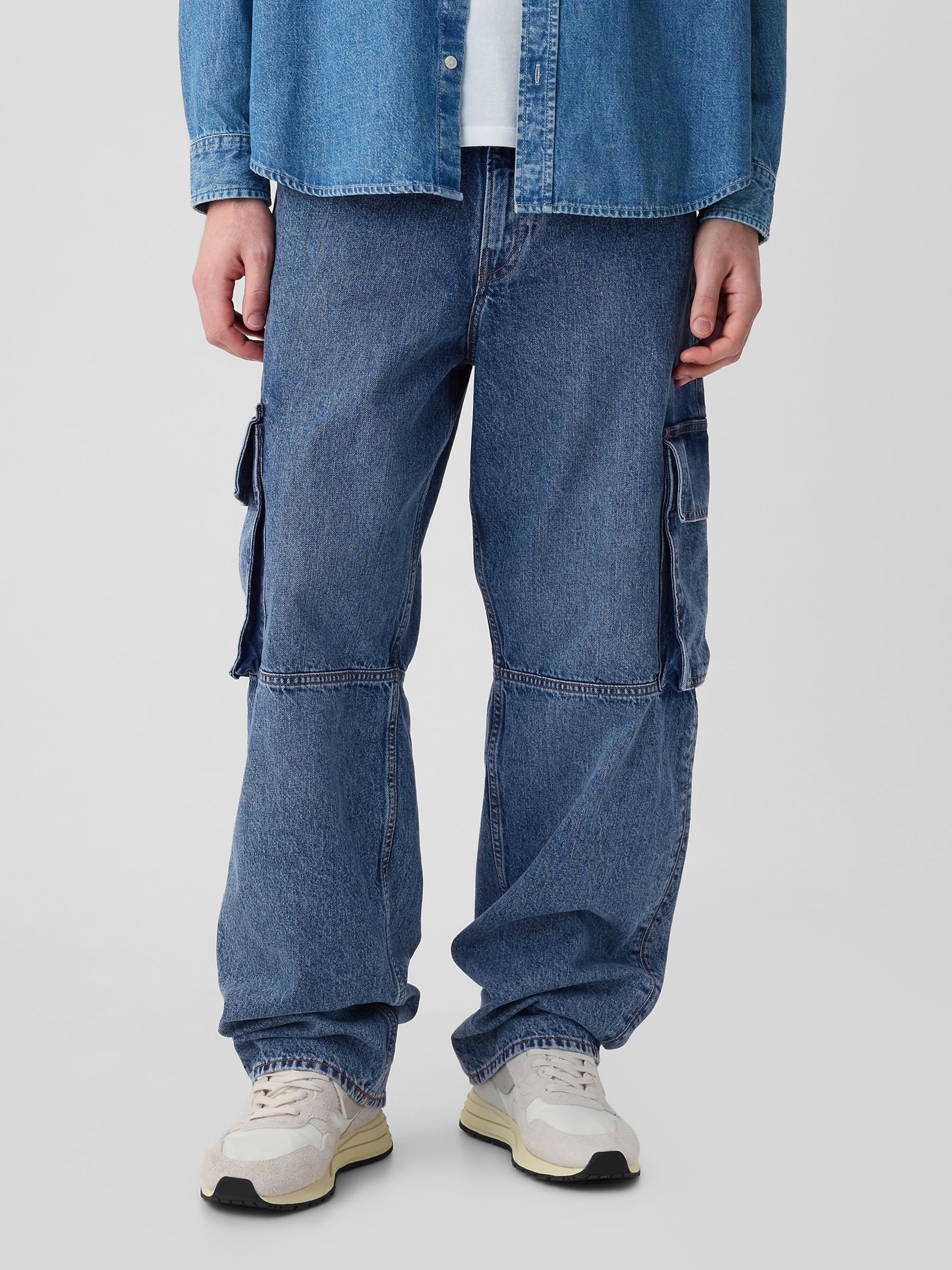 Blue Cargo Baggy Jeans Gap