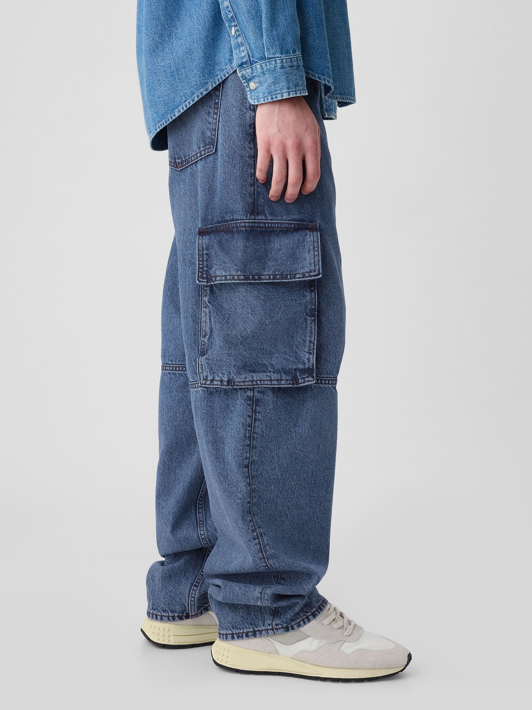 Blue Cargo Baggy Jeans - Image 3 of 5