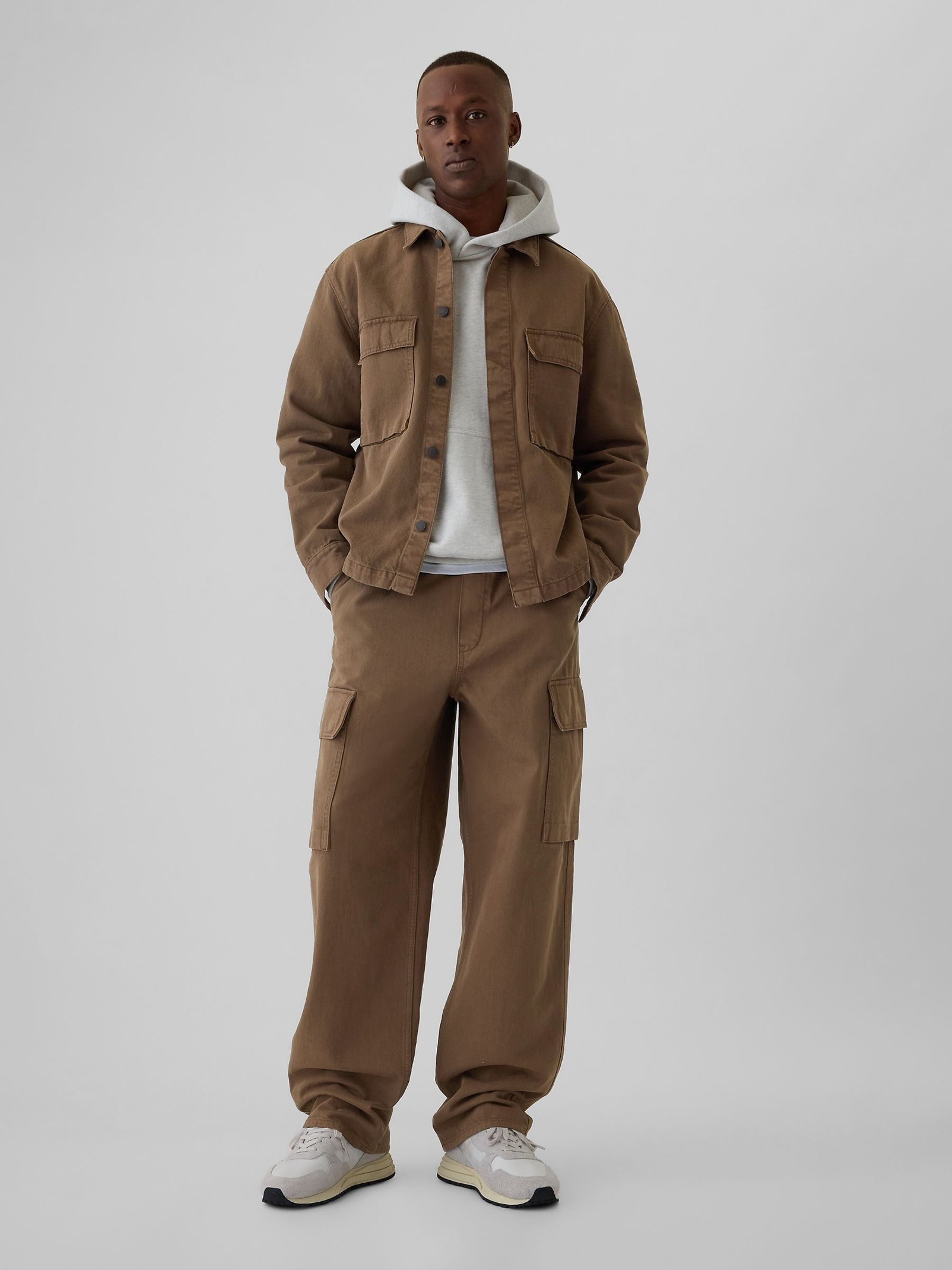 Brown Denim Cargo Shirt Jacket - Image 3 of 5