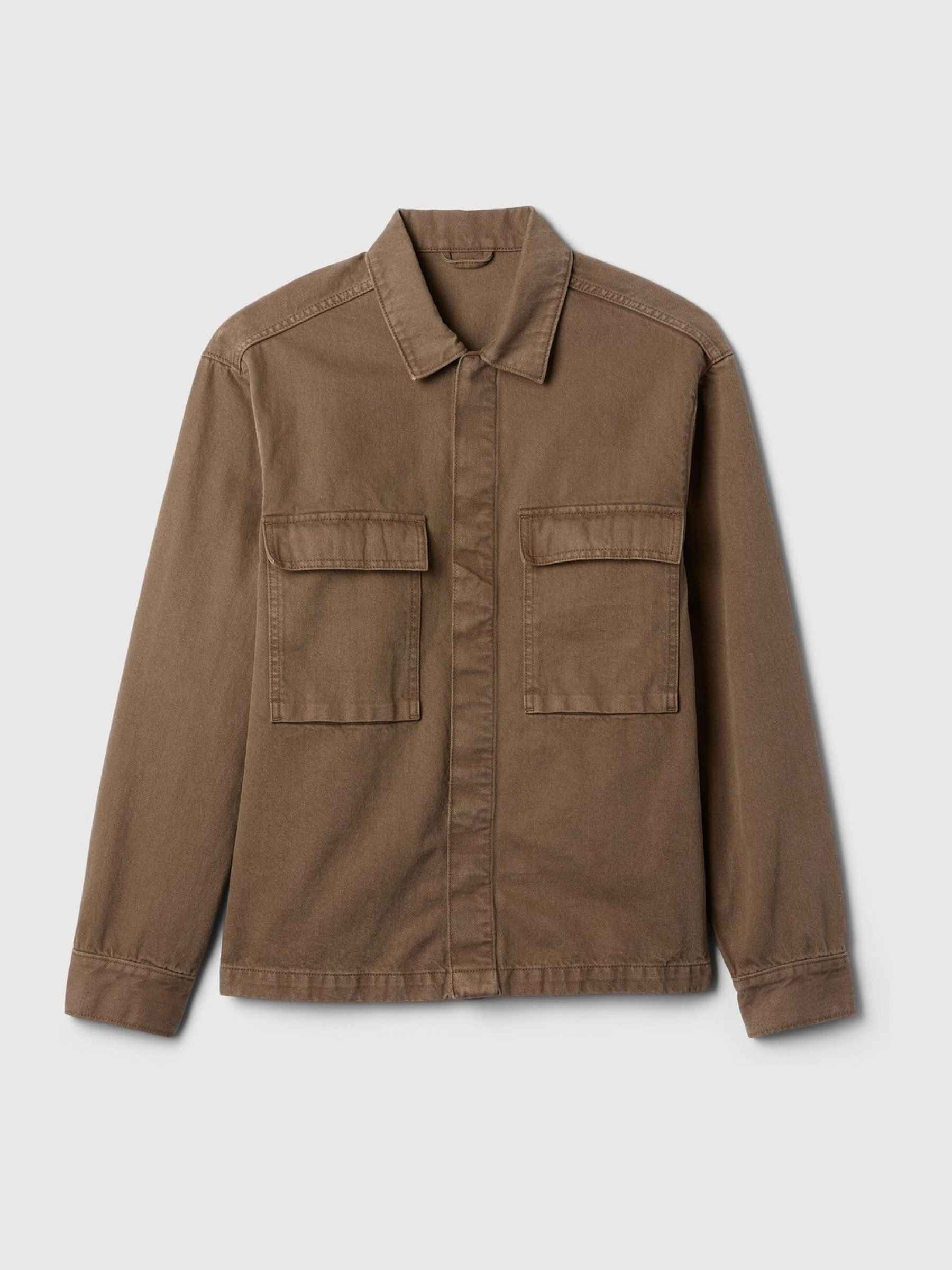 Brown Denim Cargo Shirt Jacket - Image 4 of 5