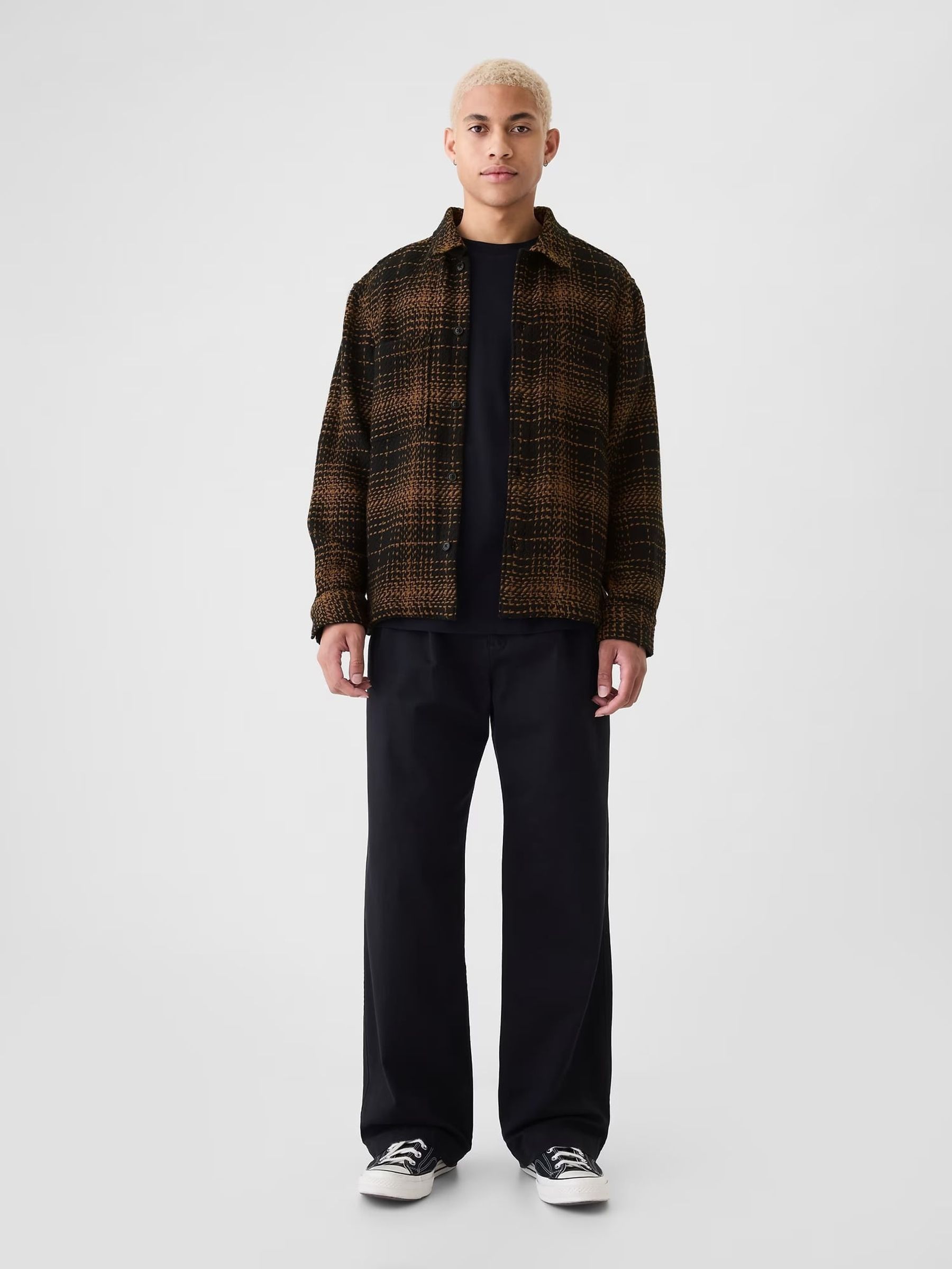 Brown Relaxed Textured Twill Shirt - Image 3 of 5