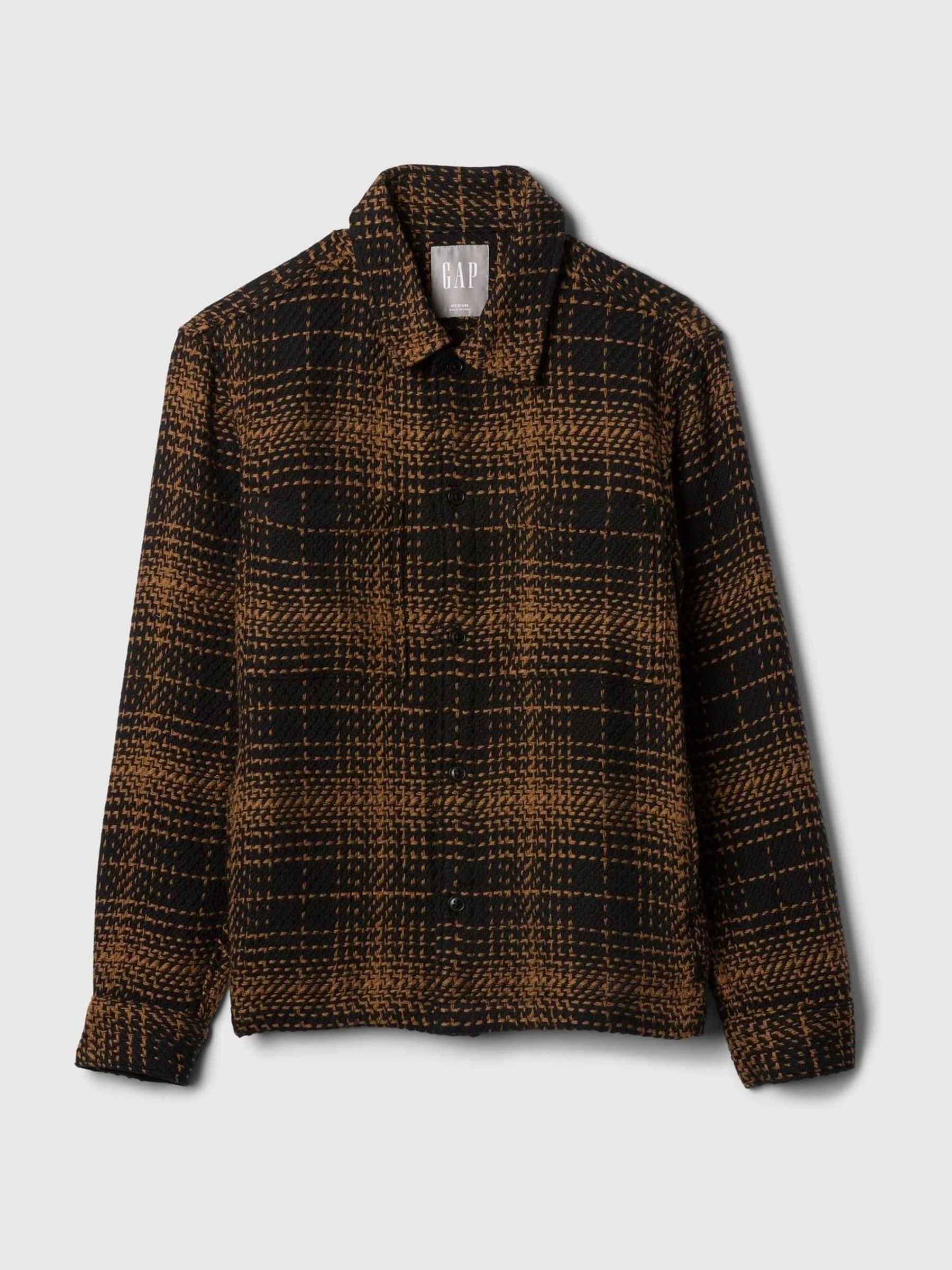 Brown Relaxed Textured Twill Shirt - Image 4 of 5