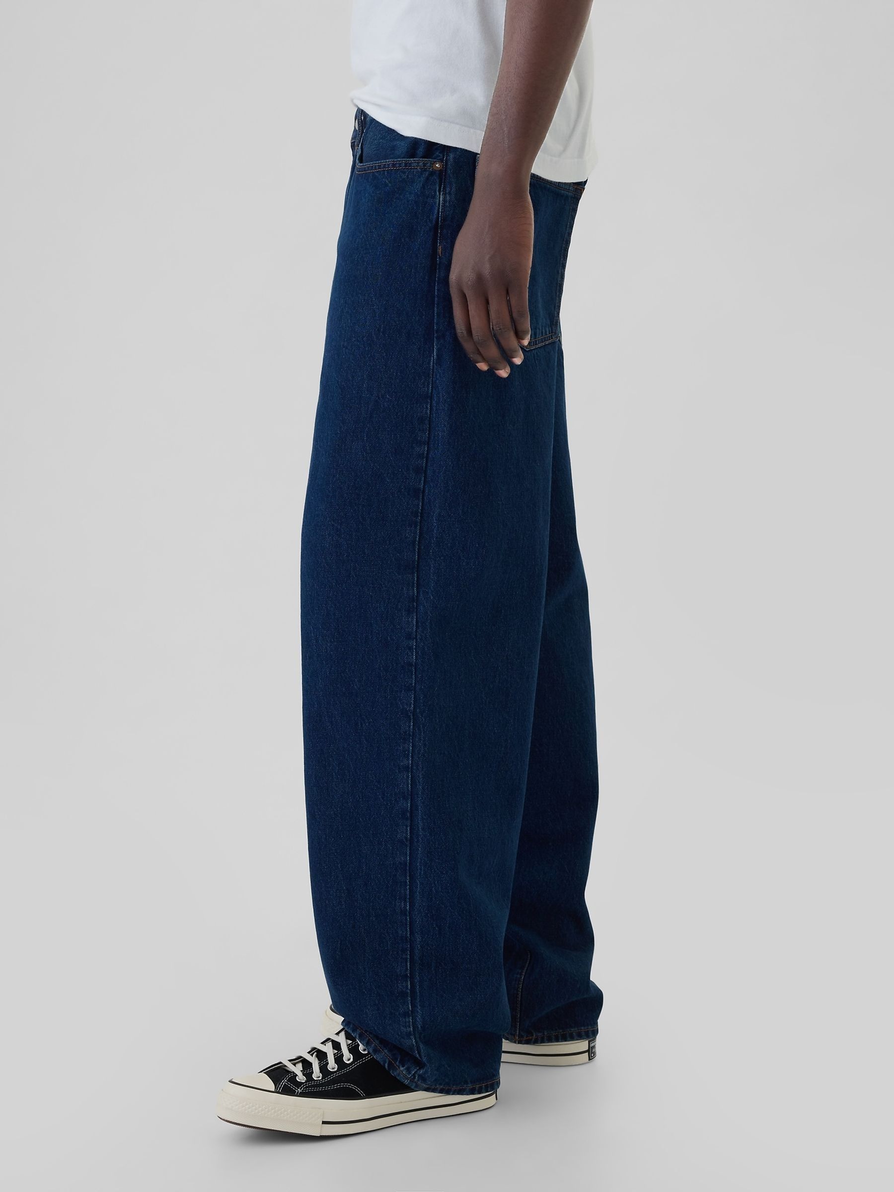 Dark Wash Blue Loose Fit Baggy Jeans - Image 3 of 6