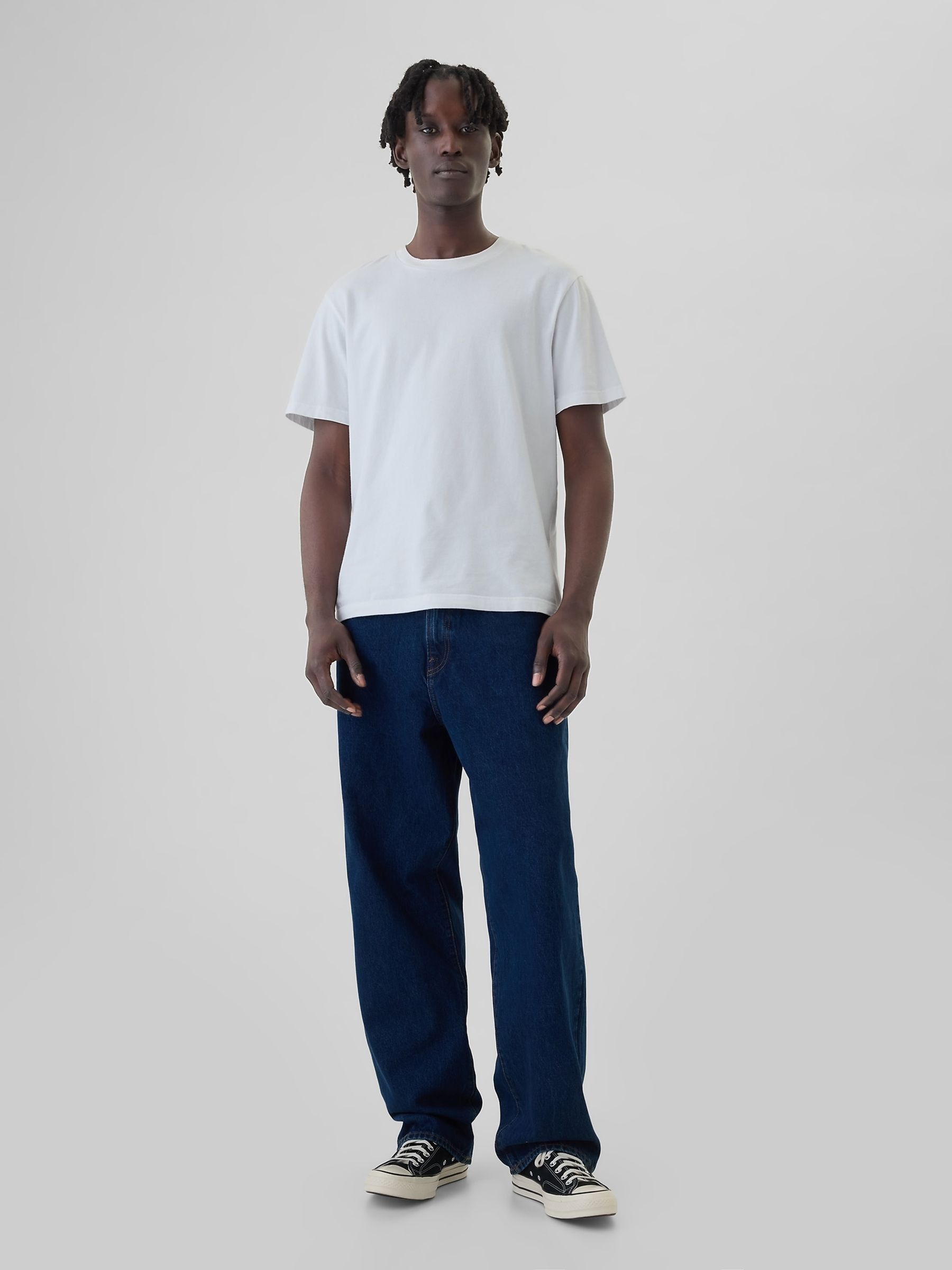 Dark Wash Blue Loose Fit Baggy Jeans - Image 4 of 6