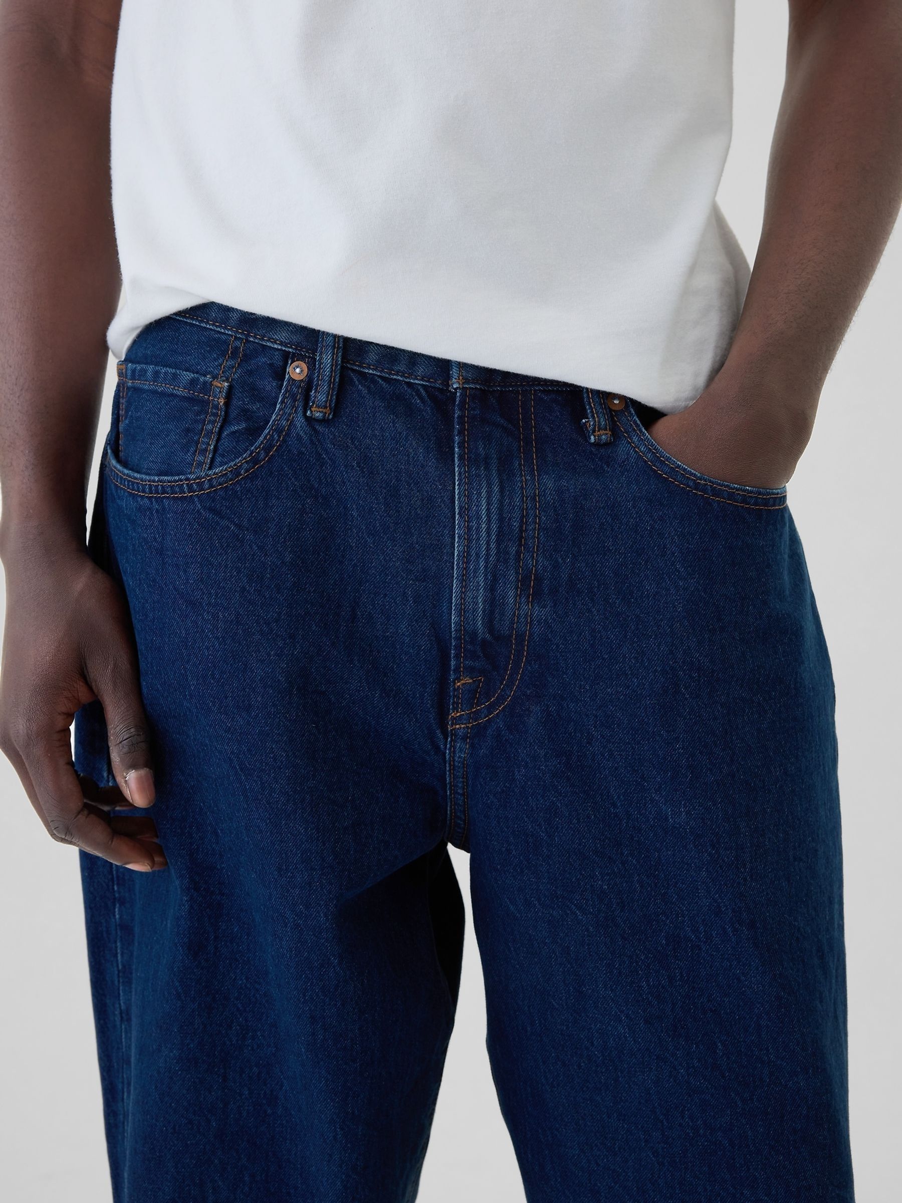 Dark Wash Blue Loose Fit Baggy Jeans - Image 5 of 6