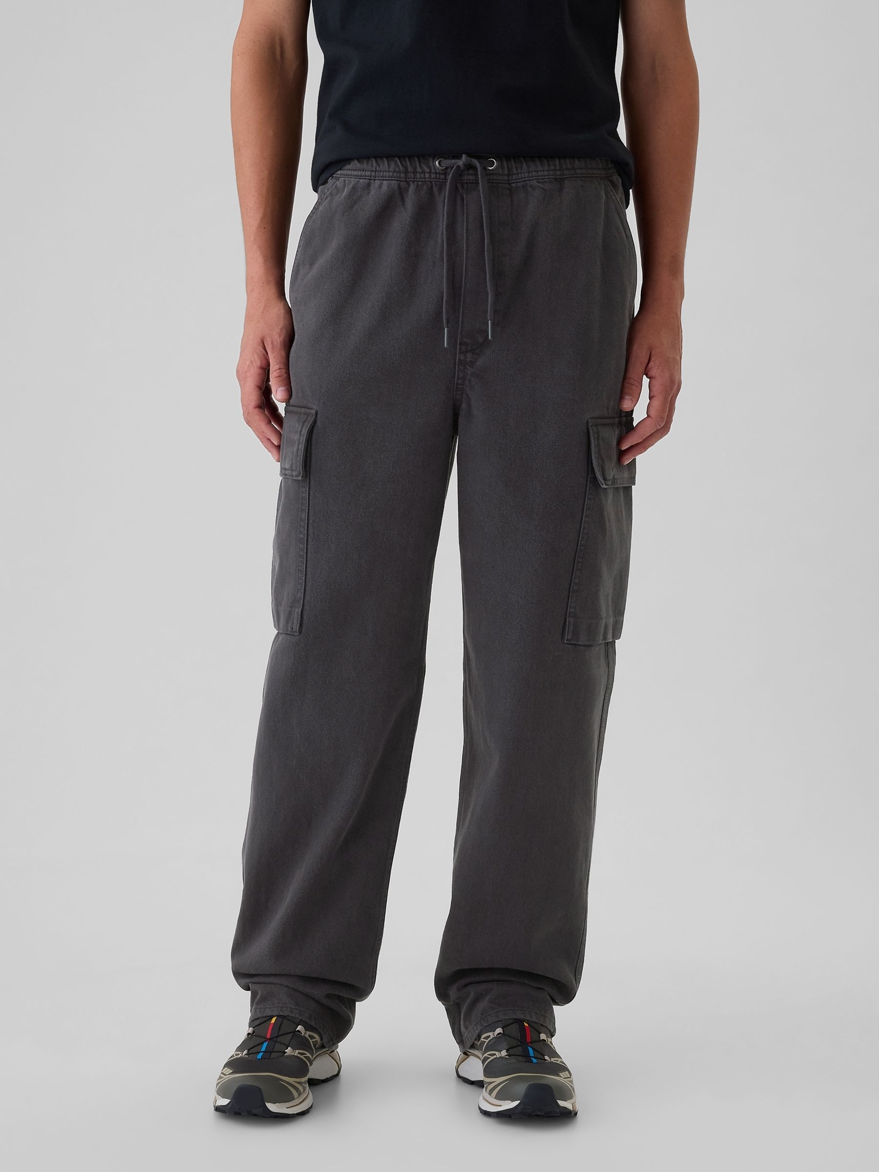 Black Baggy Cargo Jeans - Image 2 of 5