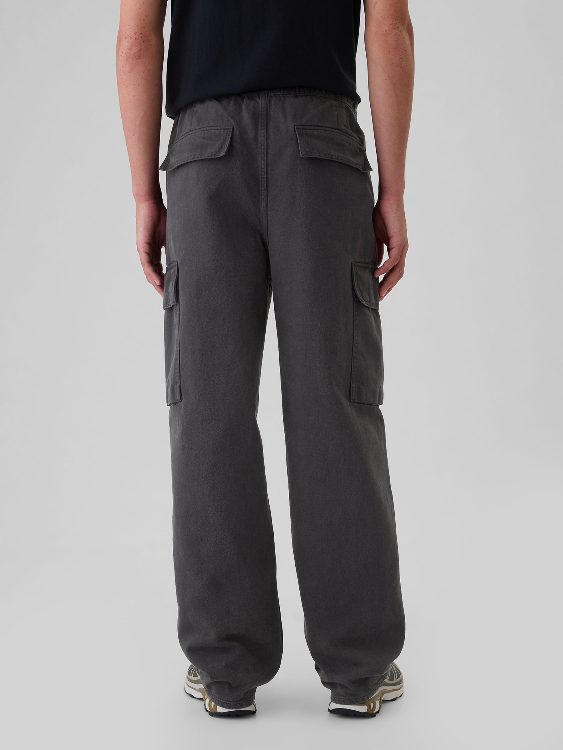 Black Baggy Cargo Jeans - Image 3 of 5