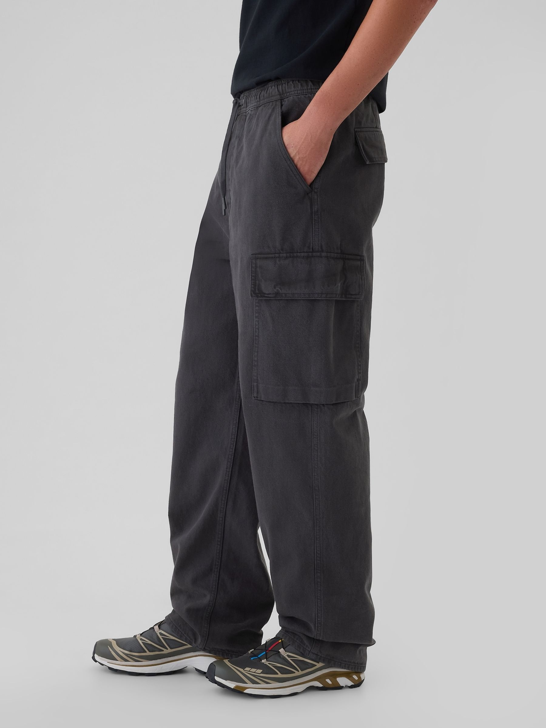 Black Baggy Cargo Jeans - Image 4 of 5