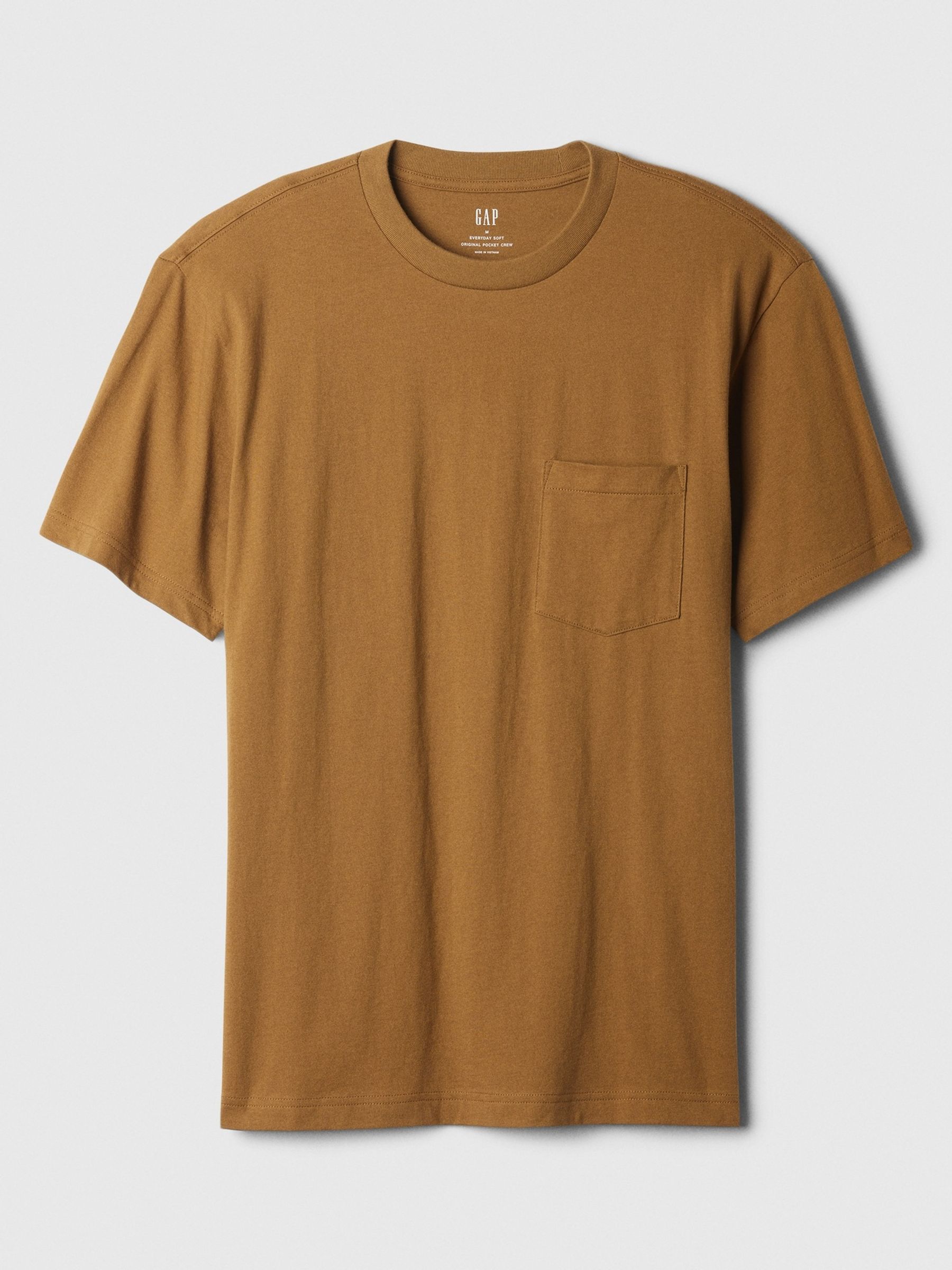 Brown Original Pocket 100% Cotton Crew Neck Short Sleeve T-Shirt - Image 4 of 4