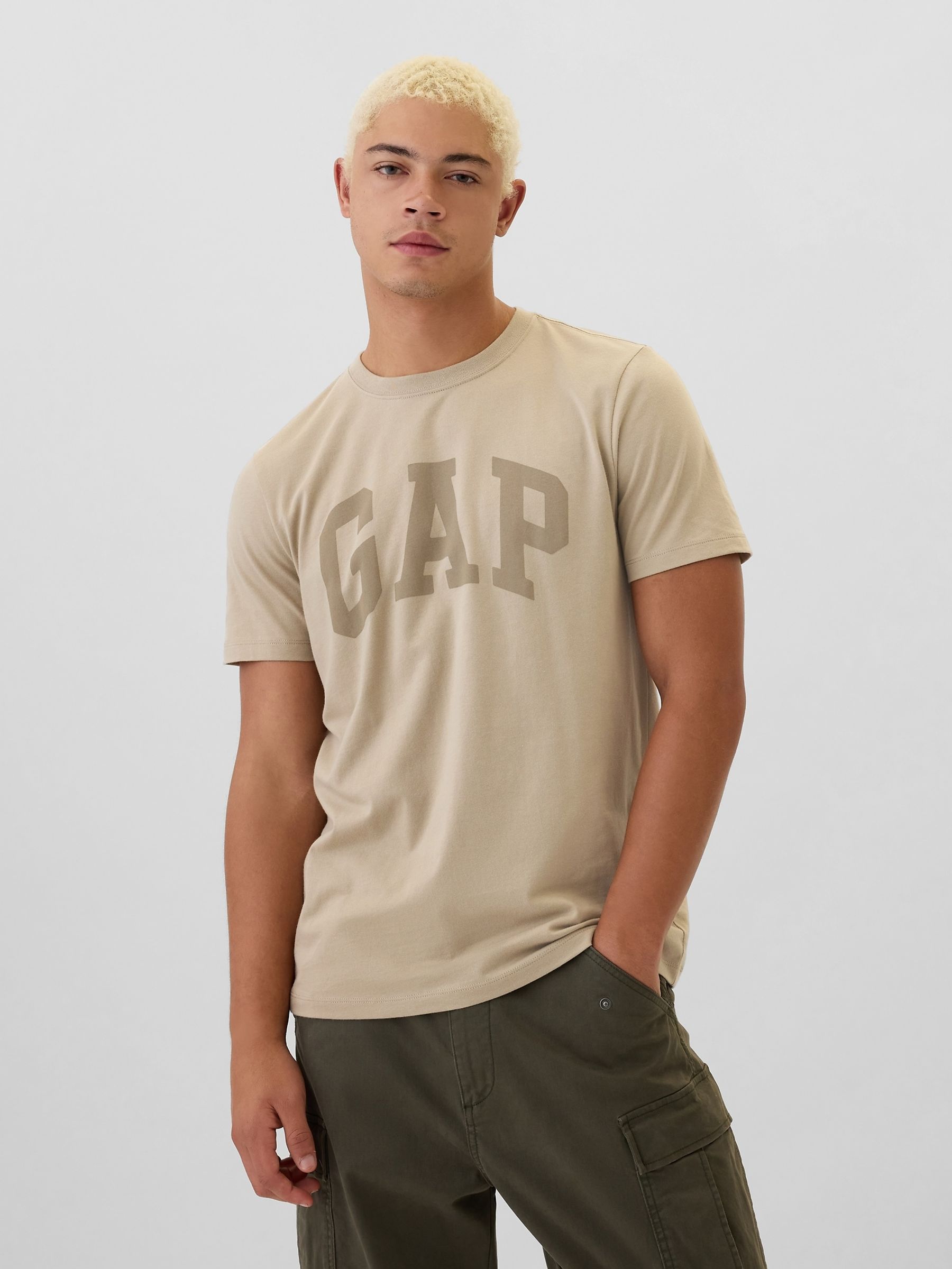 Beige Everyday Logo 100% Cotton Crew Neck Short Sleeve T-Shirt - Image 1 of 4