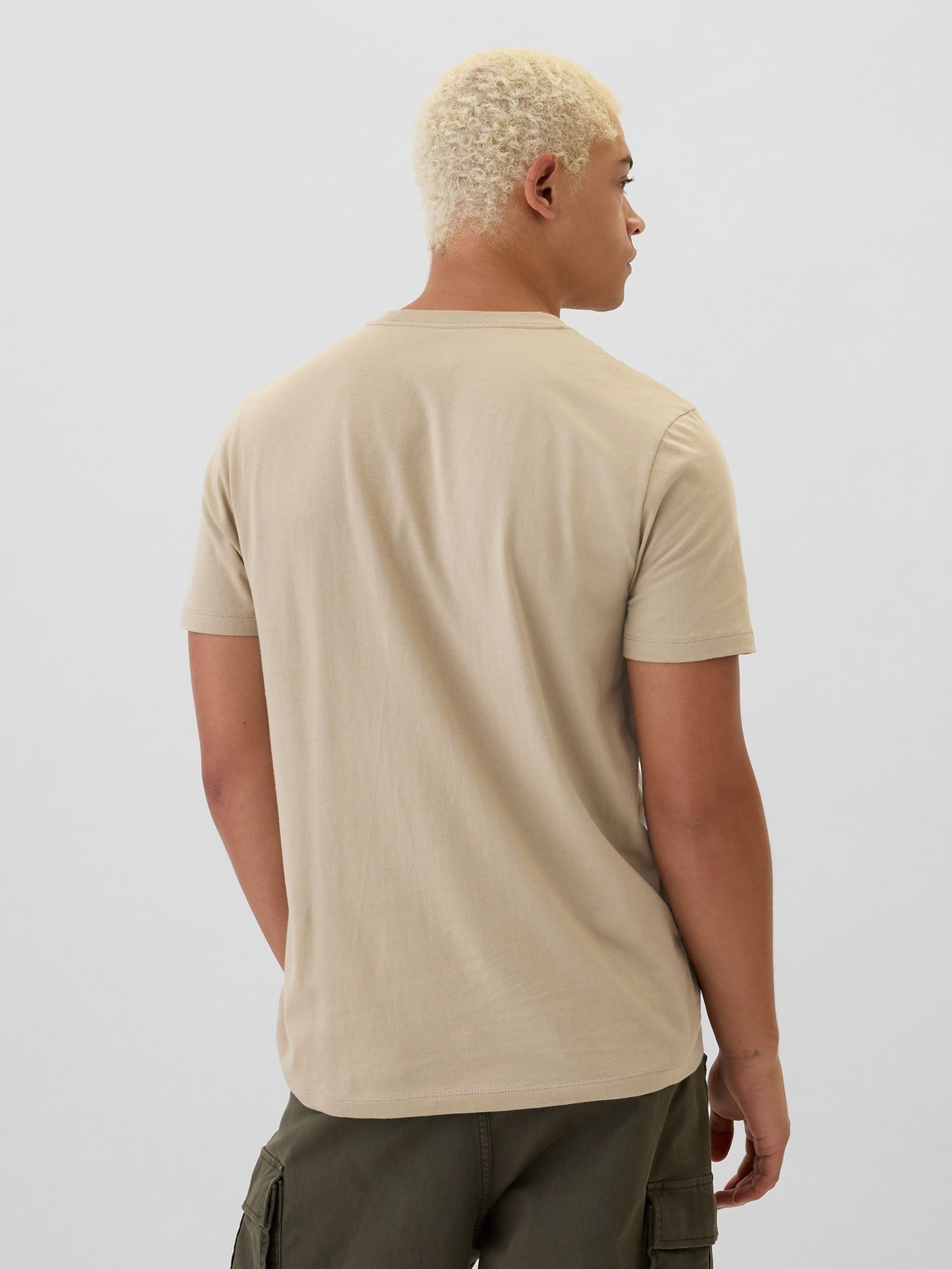 Beige Everyday Logo 100% Cotton Crew Neck Short Sleeve T-Shirt - Image 2 of 4