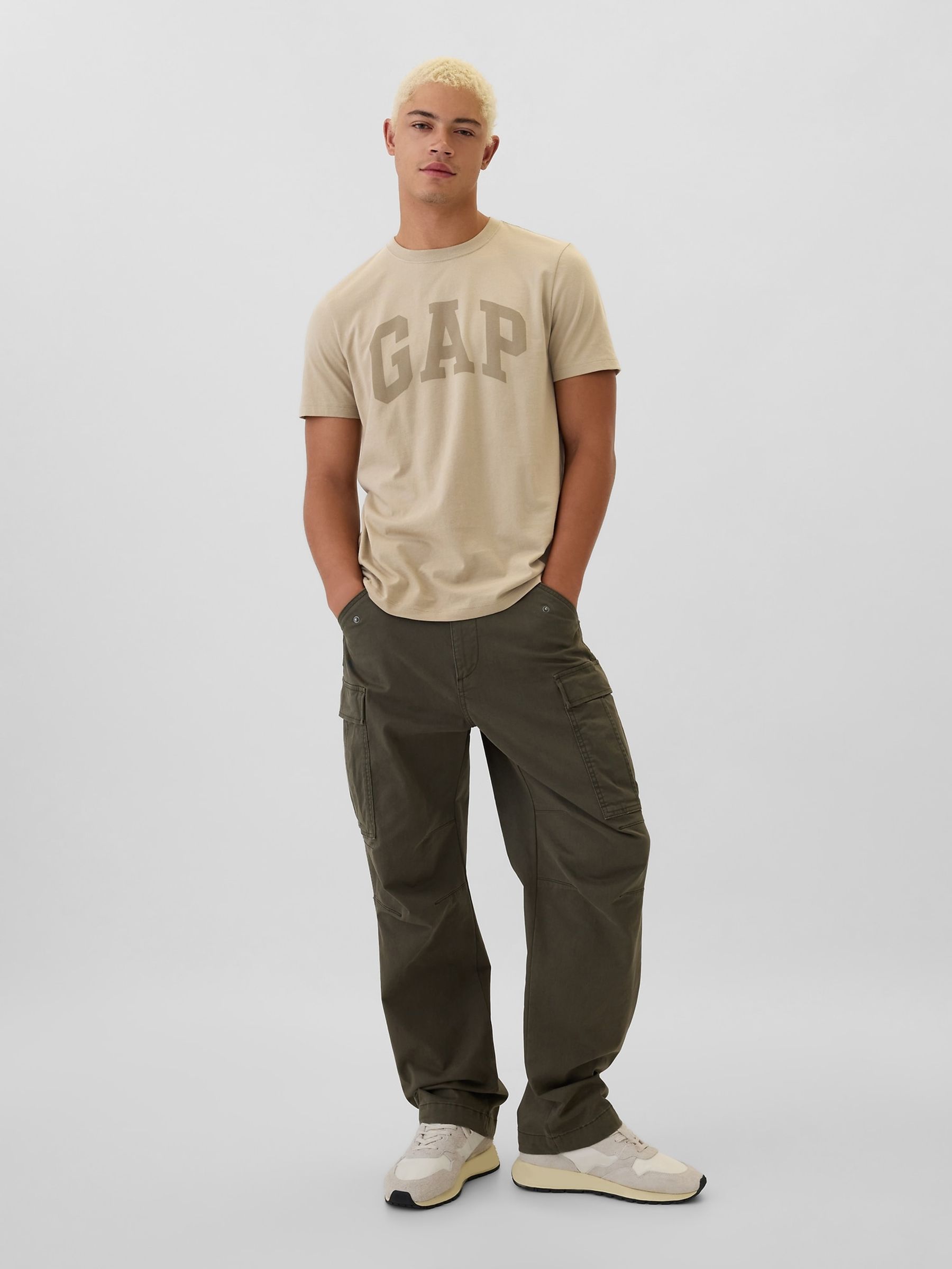 Beige Everyday Logo 100% Cotton Crew Neck Short Sleeve T-Shirt - Image 3 of 4