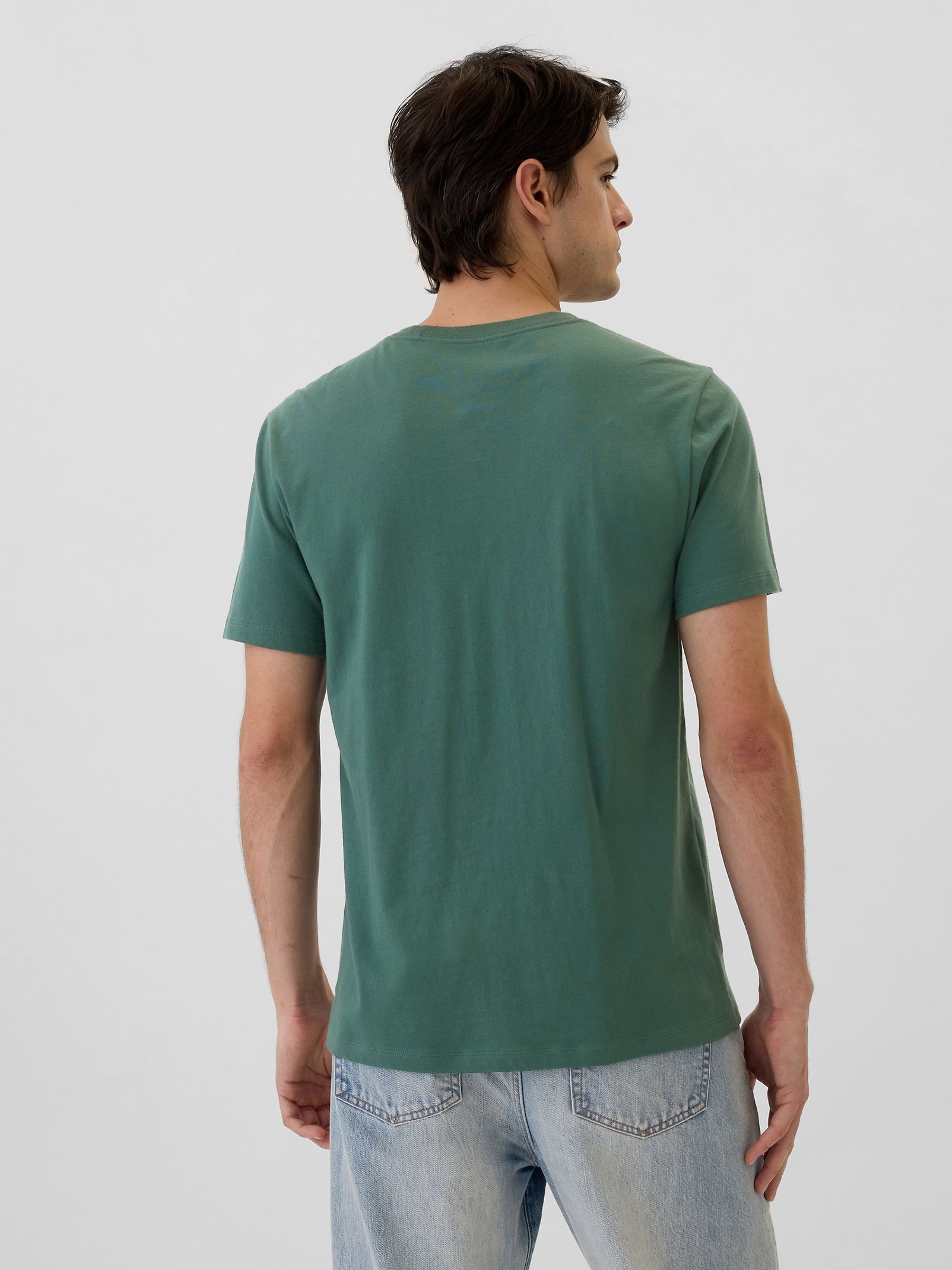 Green Short Sleeve Everyday 100% Cotton Crew Neck Long Sleeve T-Shirt - Image 2 of 4