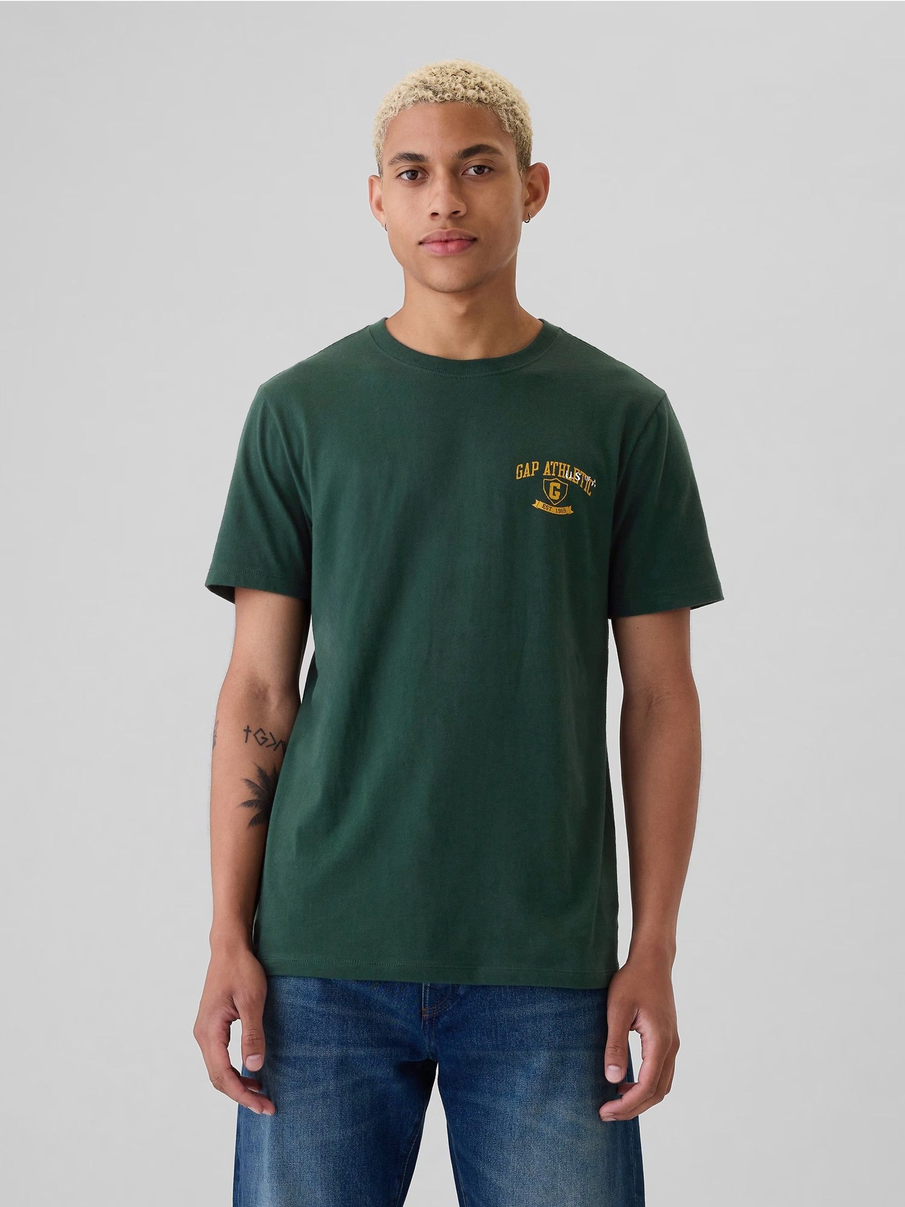Green Everyday Athletic Graphic 100% Cotton Short Sleeve T-Shirt - Image 1 of 4