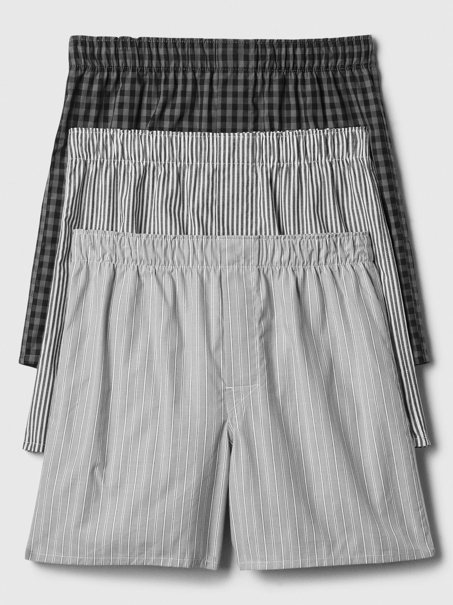 Grey Poplin Print 3 Pack Boxers - Image 1 of 1