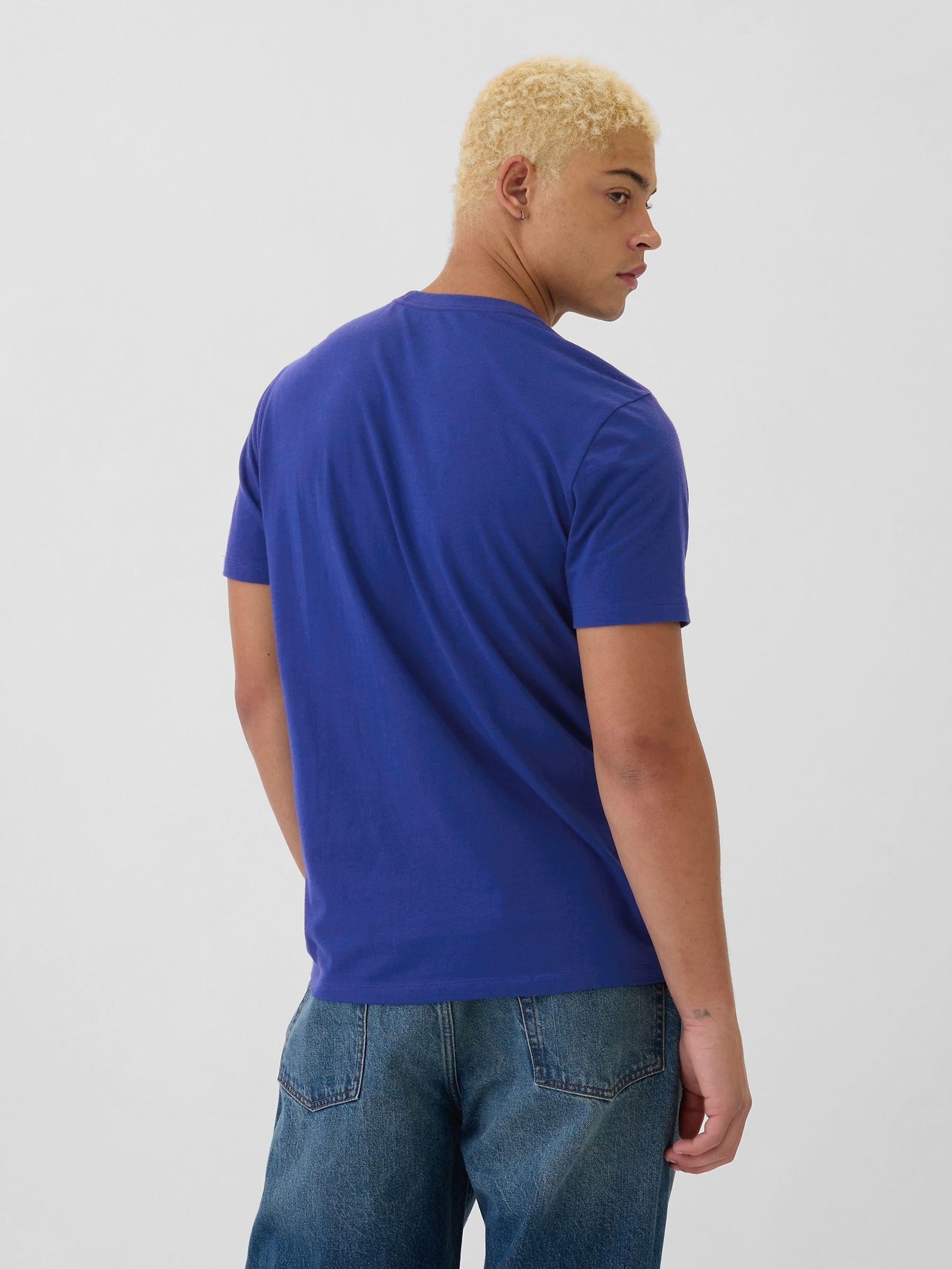 Blue Short Sleeve Everyday 100% Cotton Crew Neck Long Sleeve T-Shirt - Image 2 of 4