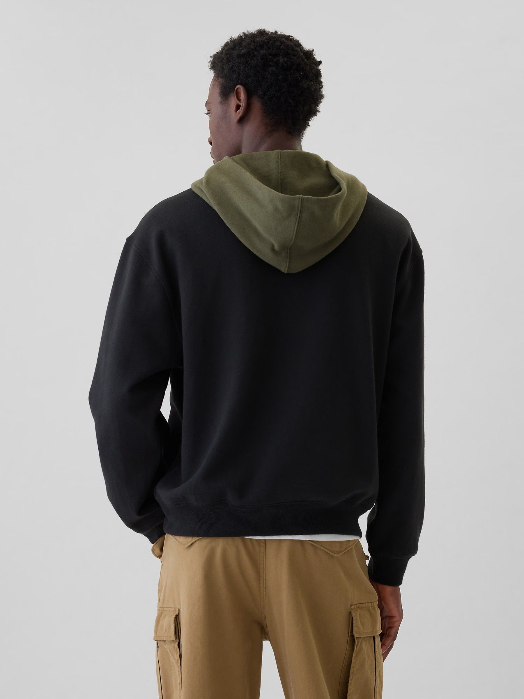 Black Heavyweight Colourblock Varsity Logo Hoodie - Image 2 of 4