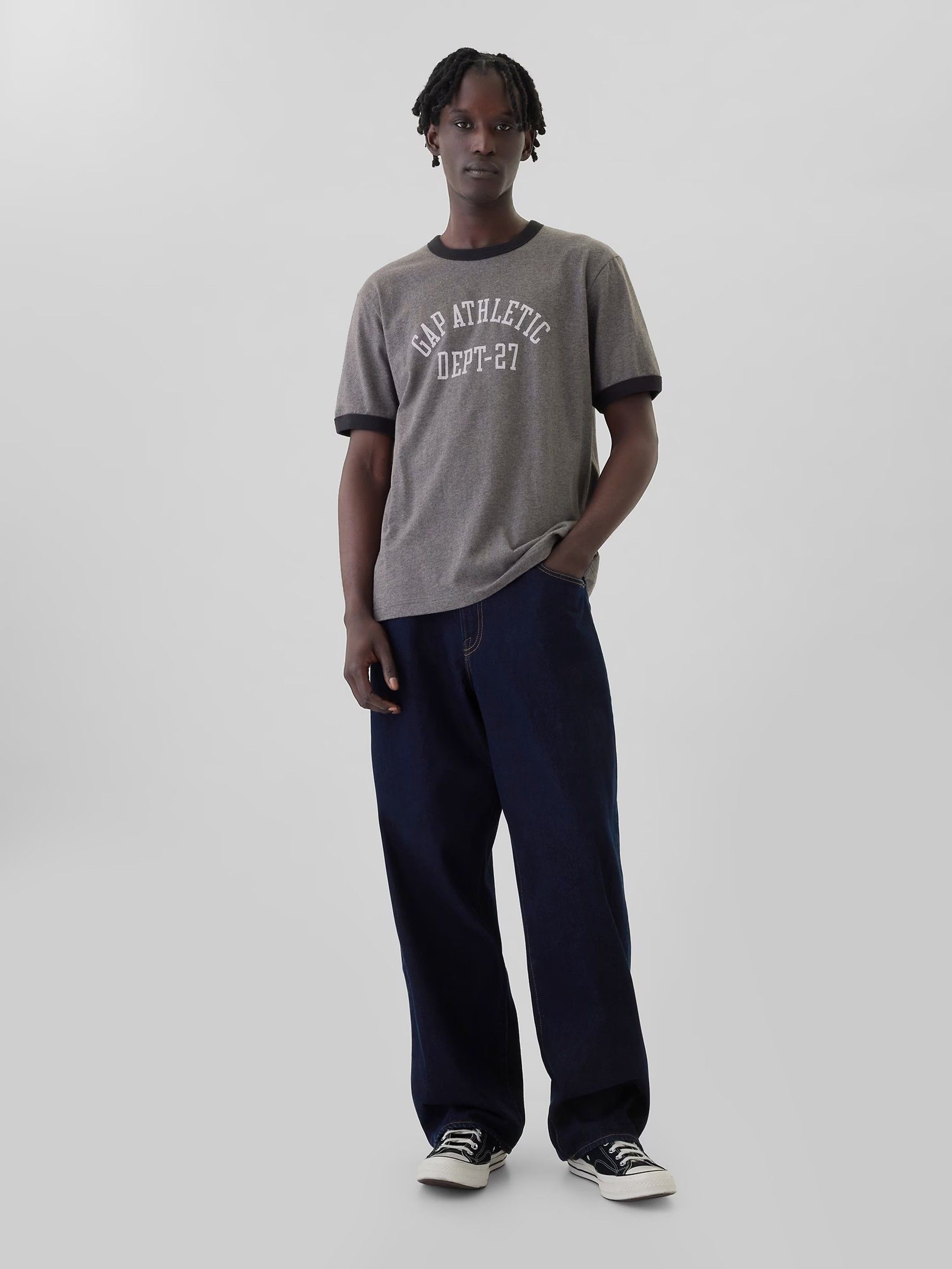 Dark Grey Athletic Logo Graphic Short Sleeve Crew Neck T-Shirt - Image 3 of 4