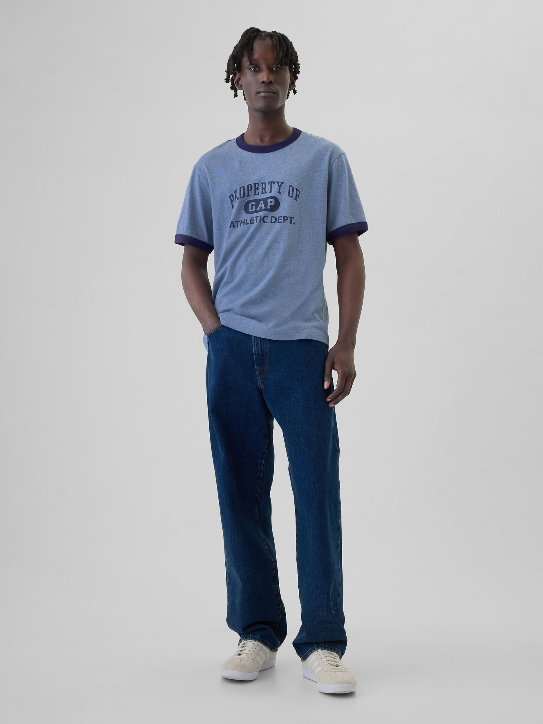 Blue Athletic Logo Graphic Short Sleeve Crew Neck T-Shirt - Image 3 of 5