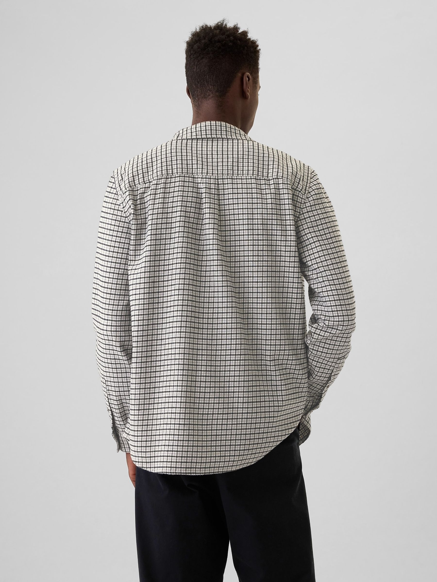 Grey Midweight Cotton Long Sleeve Flannel Shirt - Image 2 of 5