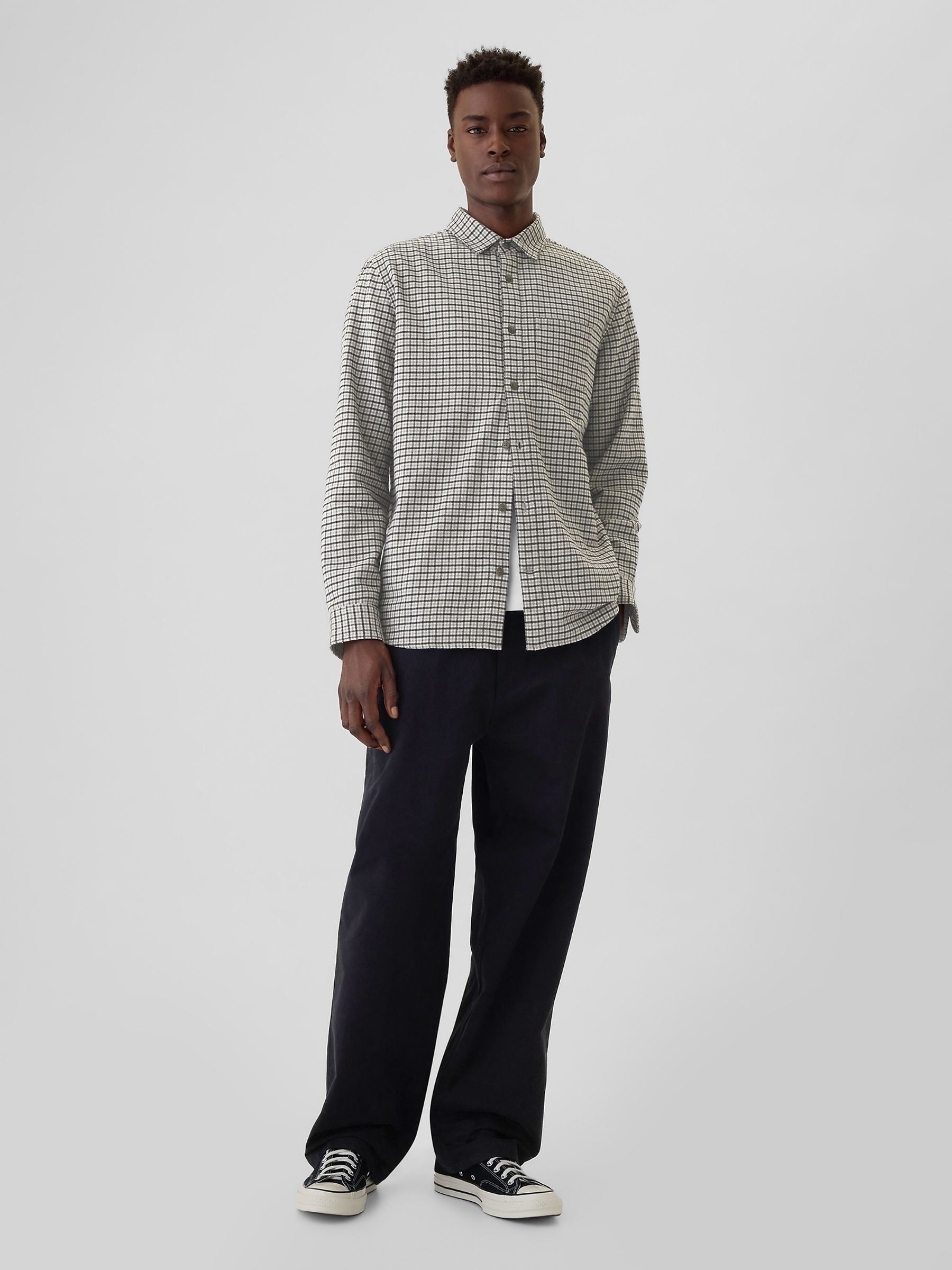 Grey Midweight Cotton Long Sleeve Flannel Shirt - Image 3 of 5