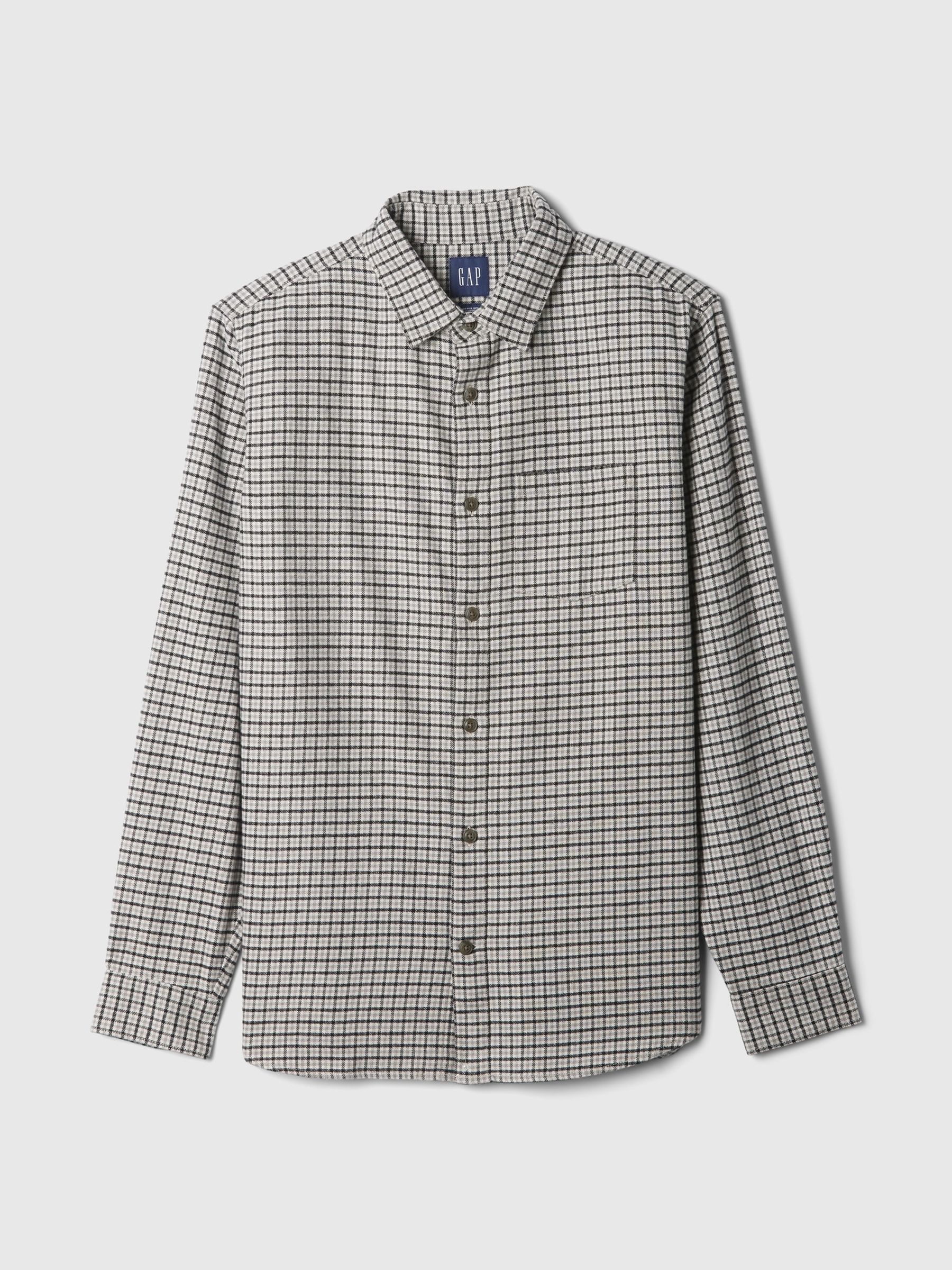 Grey Midweight Cotton Long Sleeve Flannel Shirt - Image 4 of 5
