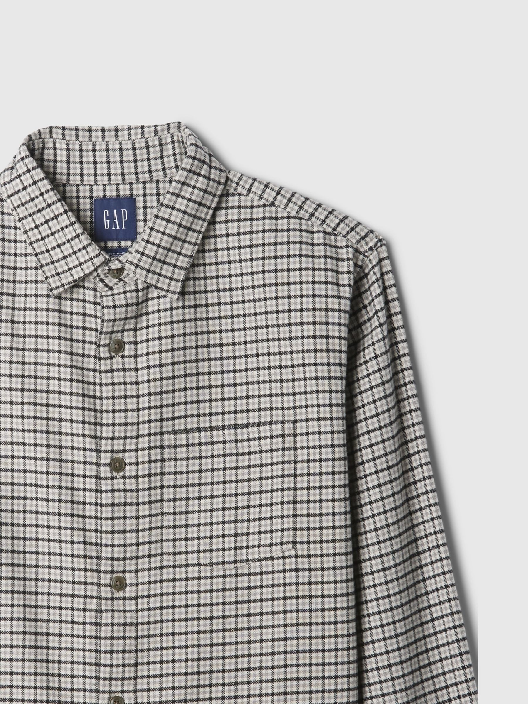 Grey Midweight Cotton Long Sleeve Flannel Shirt - Image 5 of 5