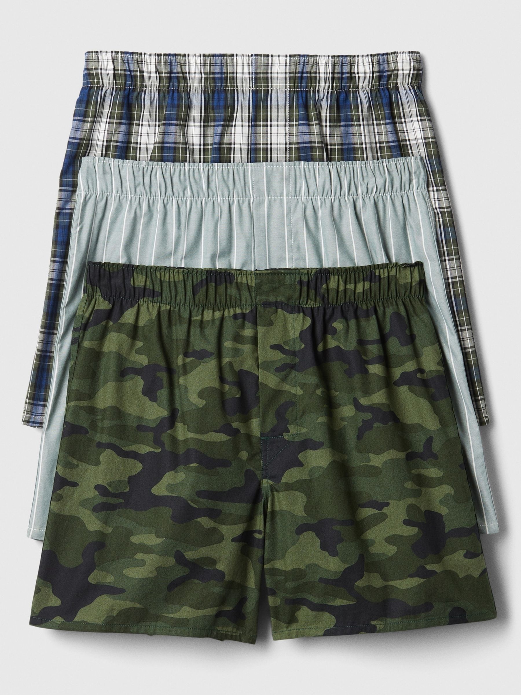 Green & Blue Poplin Print 3 Pack Boxers - Image 1 of 1