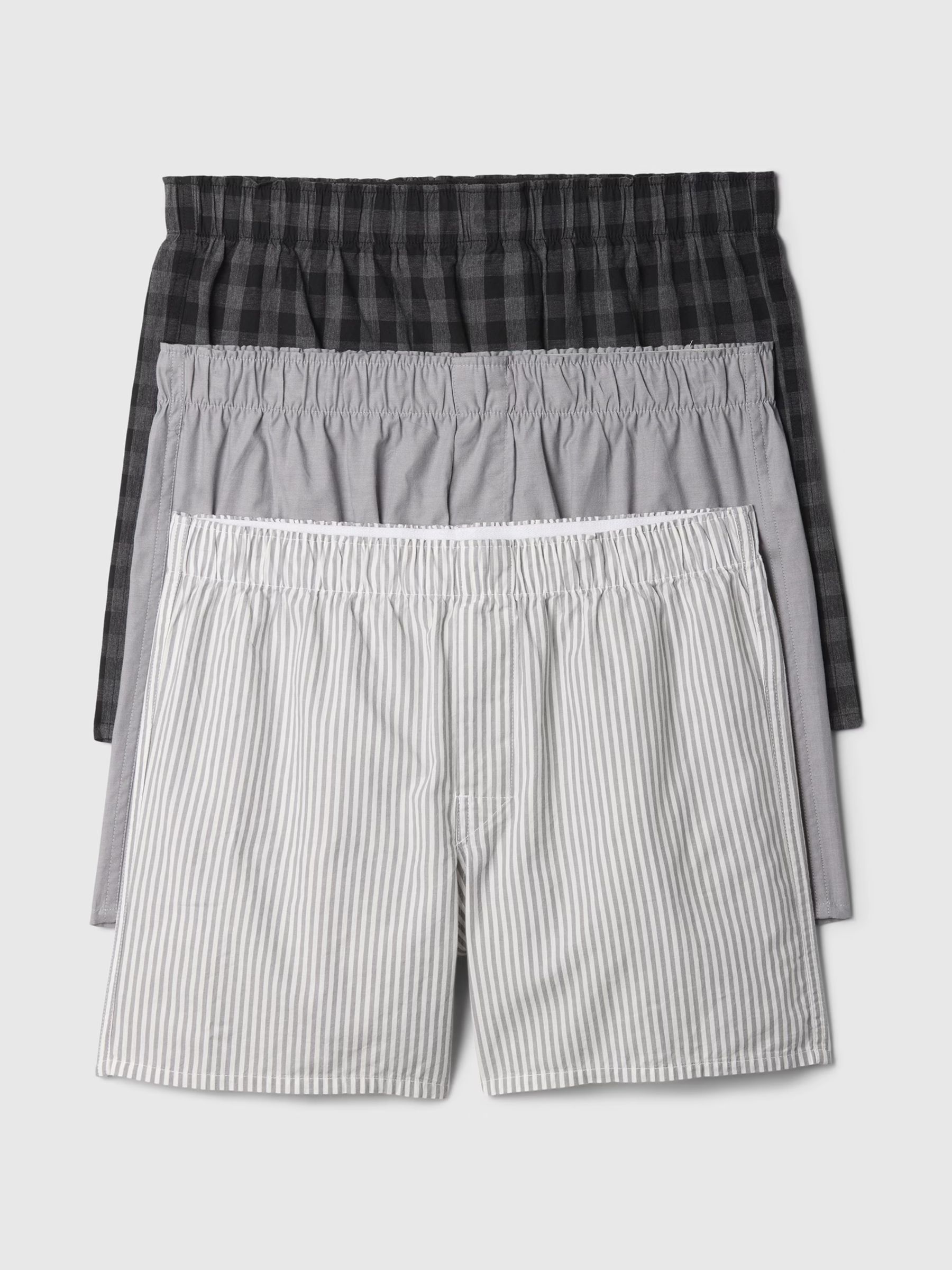 Grey Stripe Poplin Print 3 Pack Boxers - Image 1 of 1