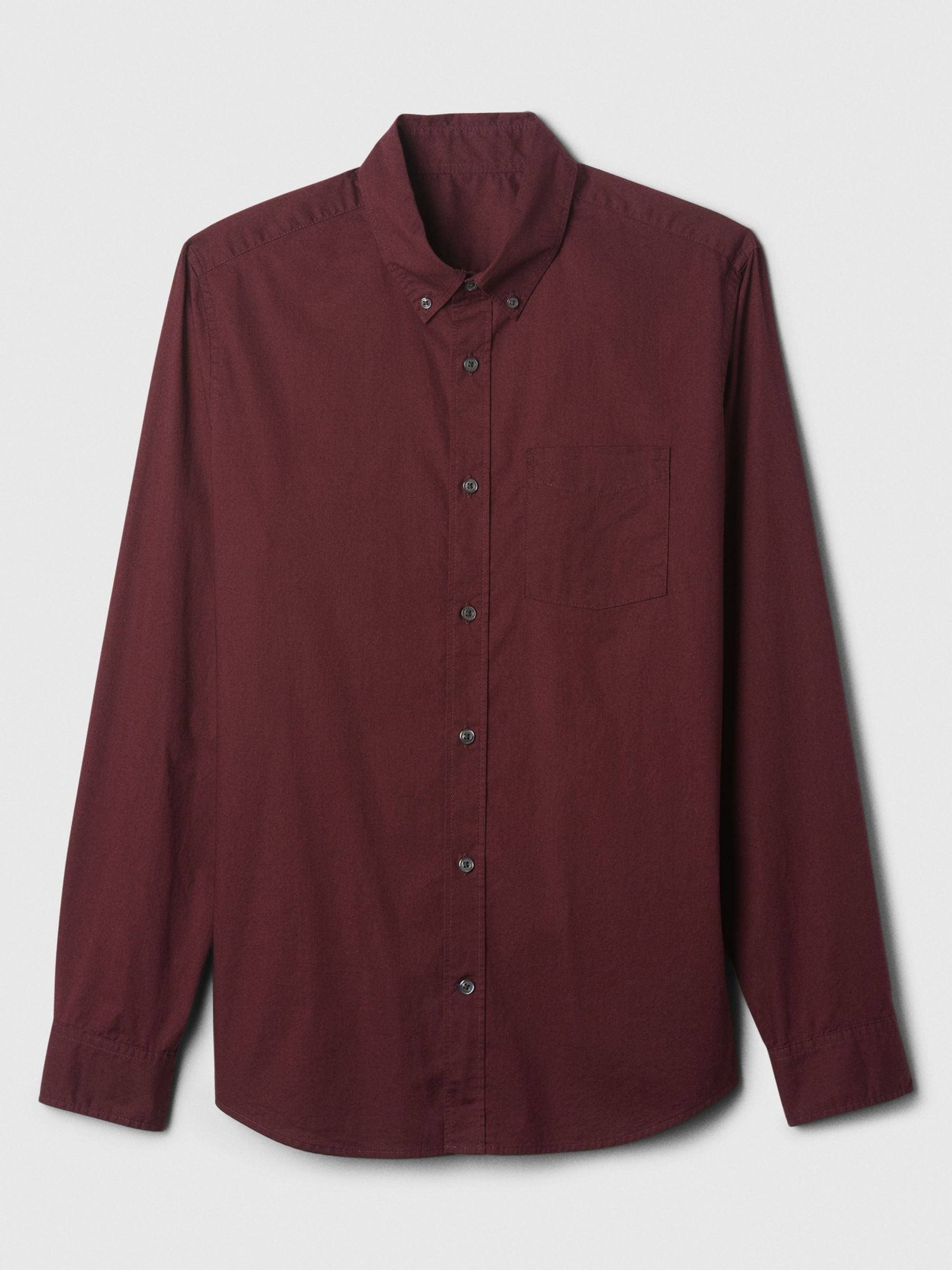 Burgundy Red Regular Fit Long Sleeve Poplin Shirt - Image 5 of 5