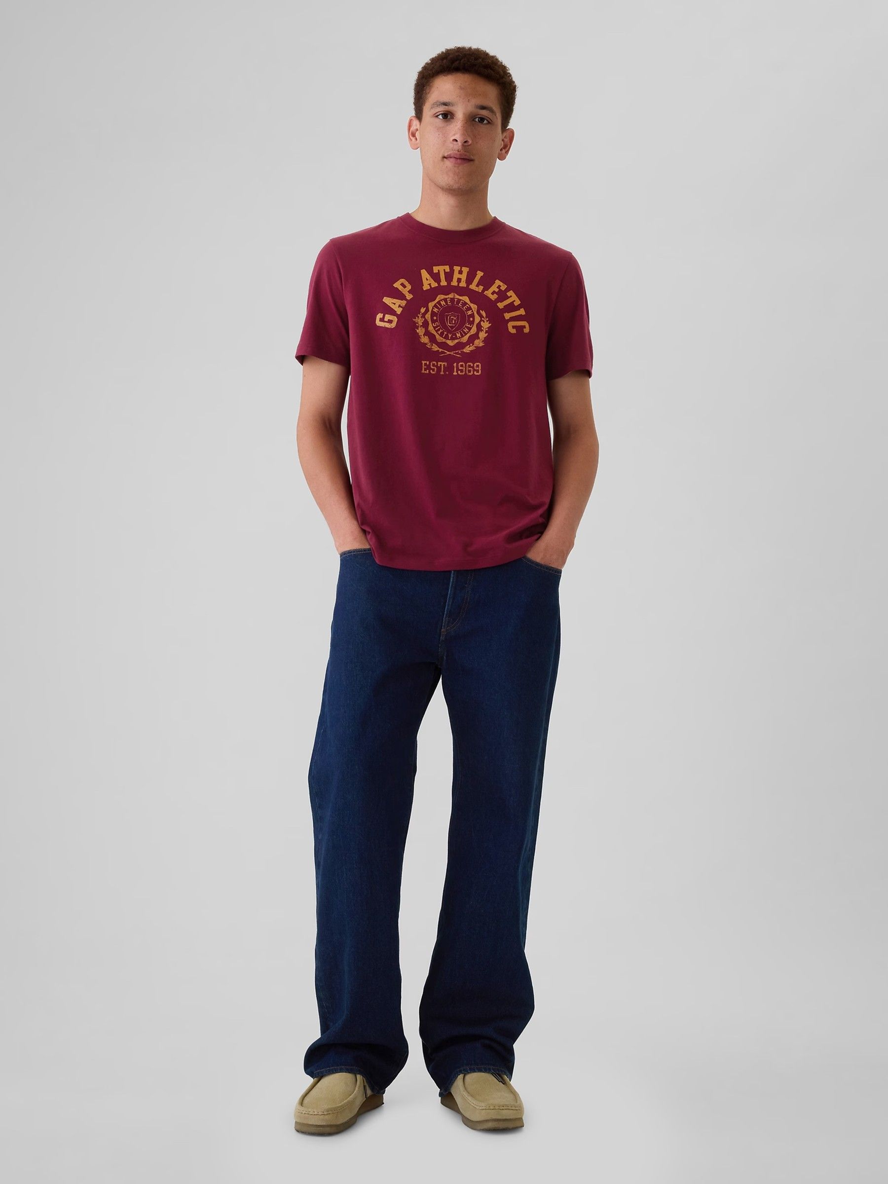 Burgundy Red Everyday Athletic Graphic 100% Cotton Short Sleeve T-Shirt - Image 3 of 5