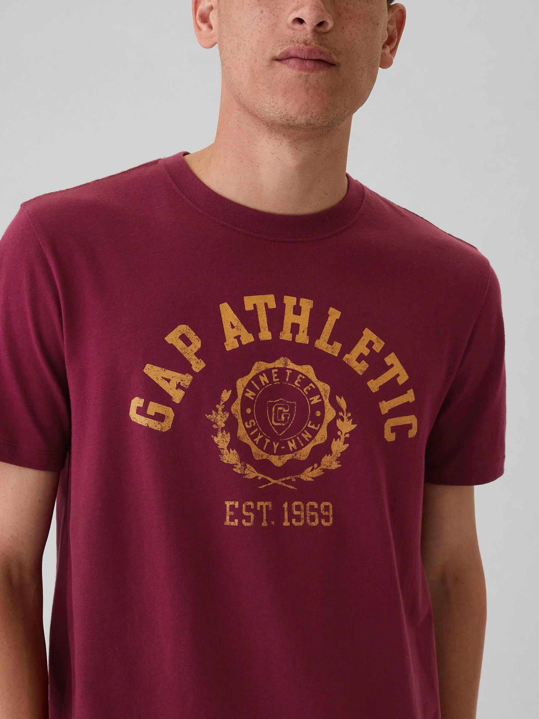 Burgundy Red Everyday Athletic Graphic 100% Cotton Short Sleeve T-Shirt - Image 4 of 5