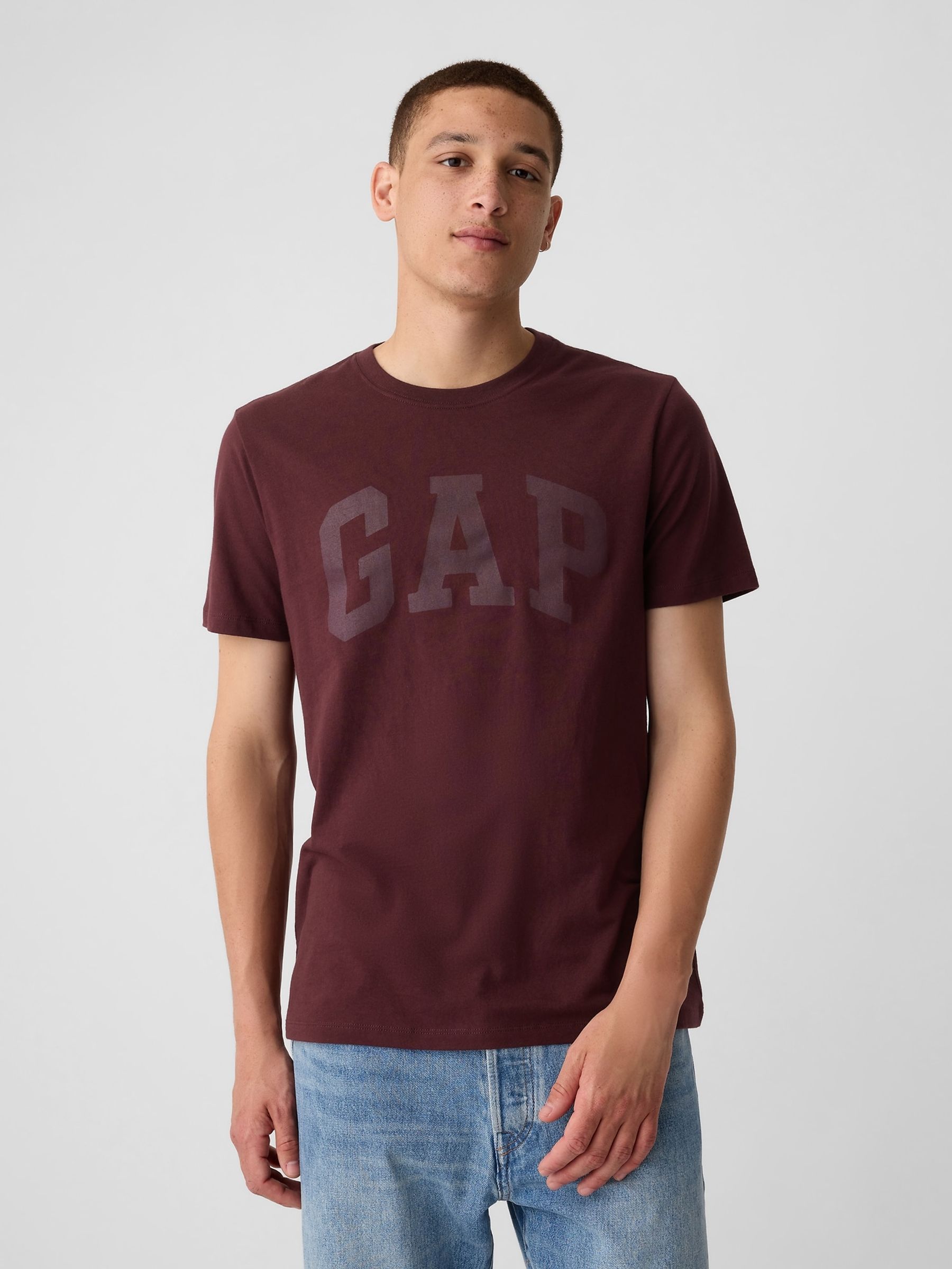 Burgundy Red Everyday Logo 100% Cotton Crew Neck Short Sleeve T-Shirt - Image 1 of 4