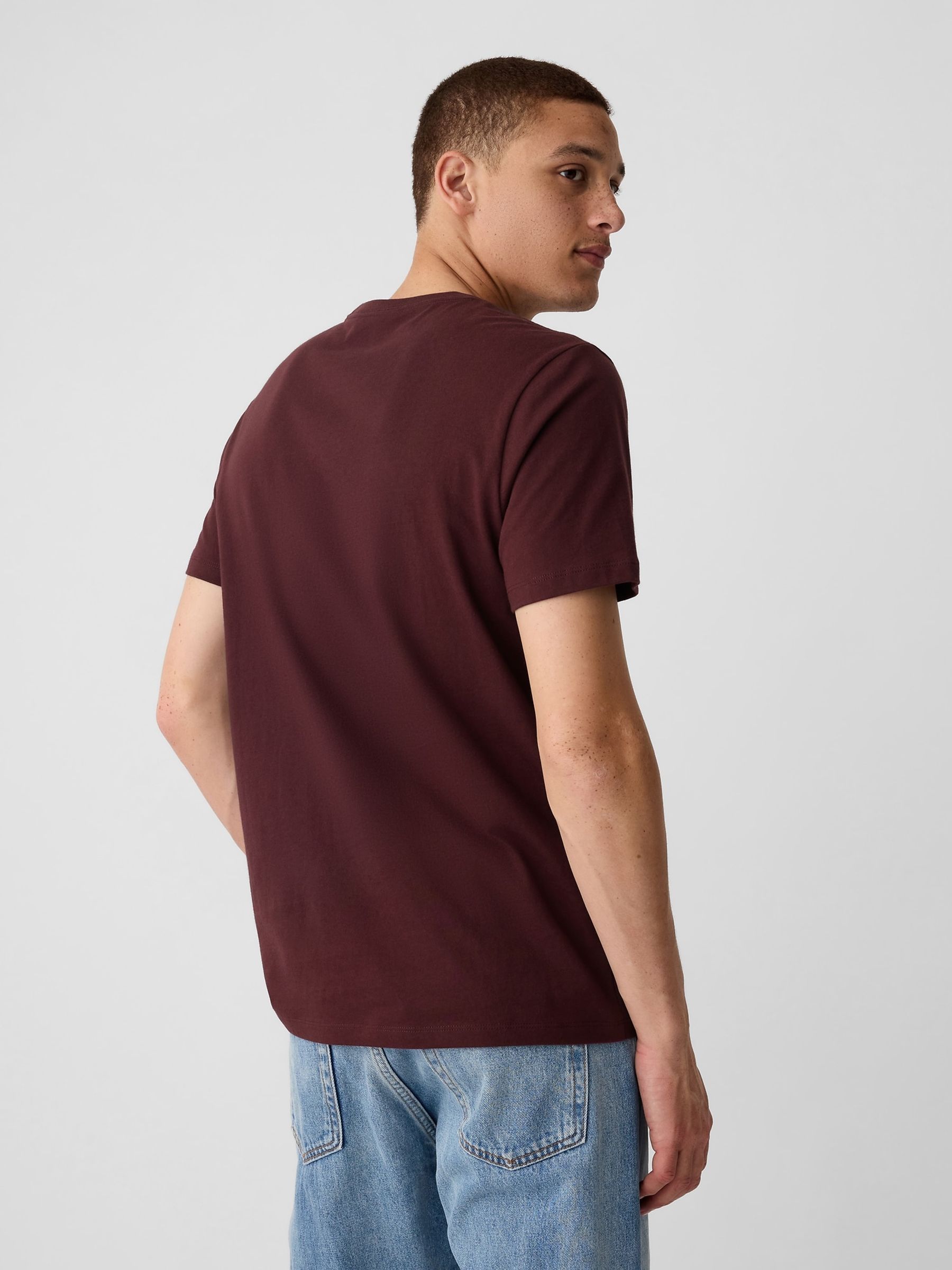 Burgundy Red Everyday Logo 100% Cotton Crew Neck Short Sleeve T-Shirt - Image 2 of 4